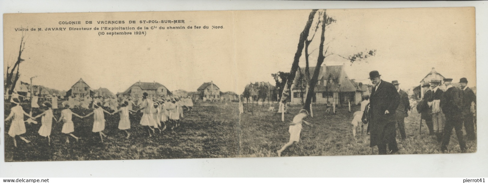 SAINT POL SUR MER - Carte Panoramique 2 Volets : Visite Du Directeur De L'Exploitation De La Cie Des Chemins De Fer... - Saint Pol Sur Mer