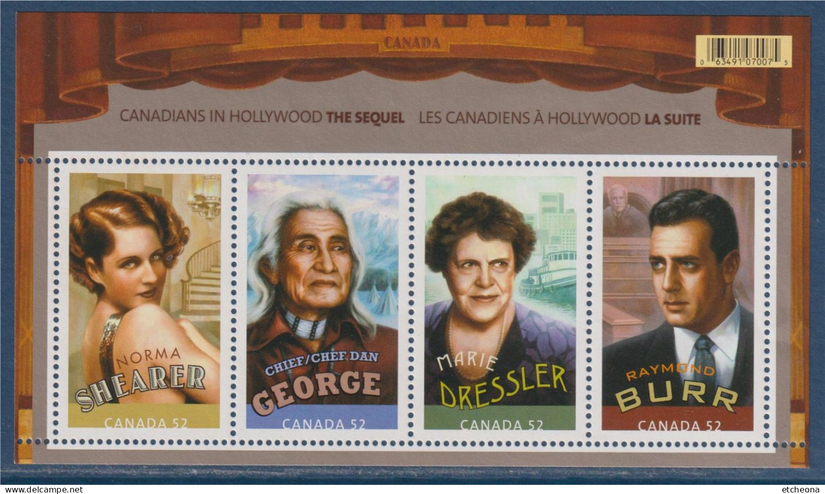 Les Canadiens à Hollywood, La Suite: Norma Shearer, Chef Dan George, Marie Dressler Et Raymond Burr - Blocs-feuillets