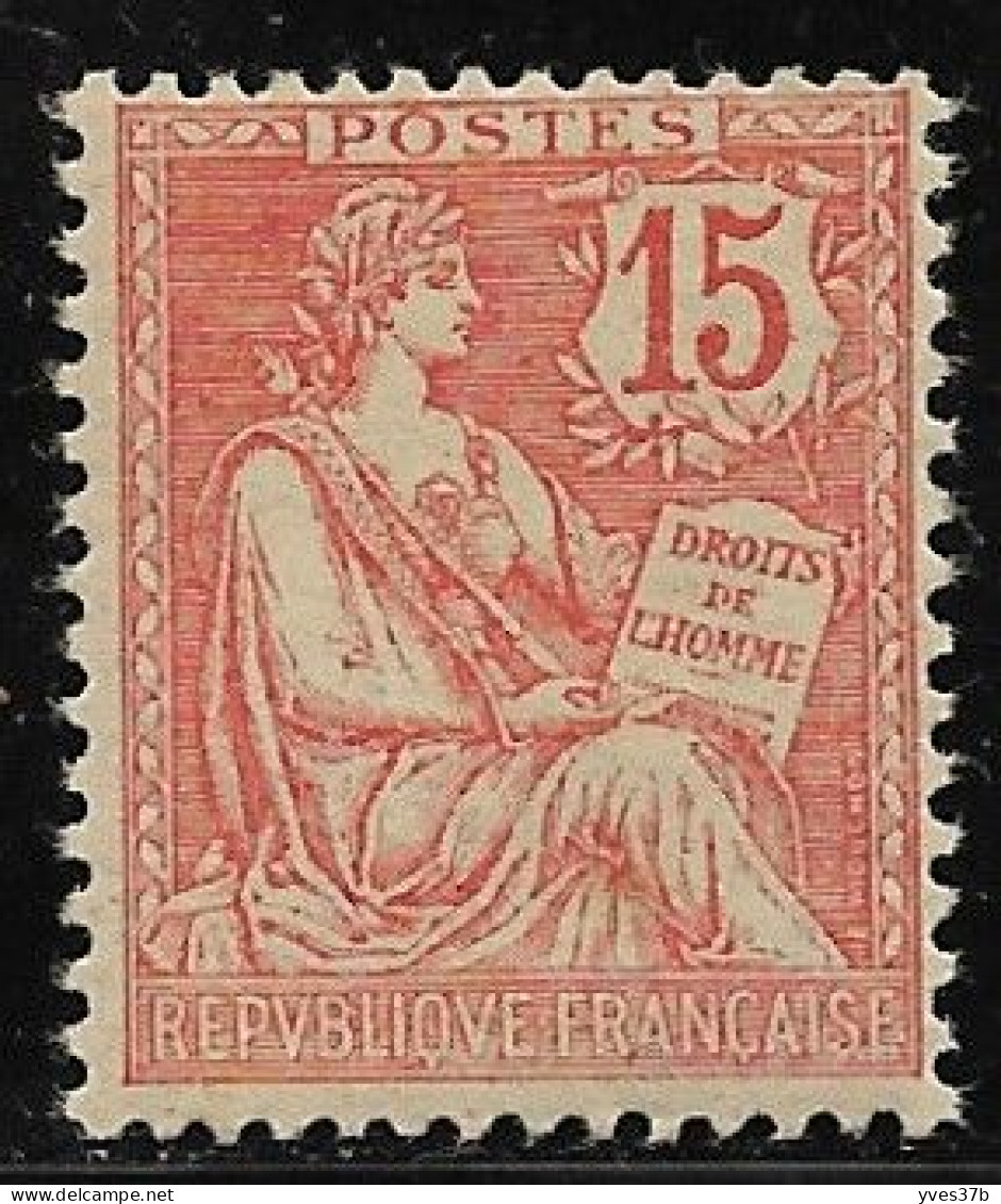 FRANCE N°125- 15cts Vermillon - Neuf** -  Grande Fraicheur - Superbe - - Unused Stamps