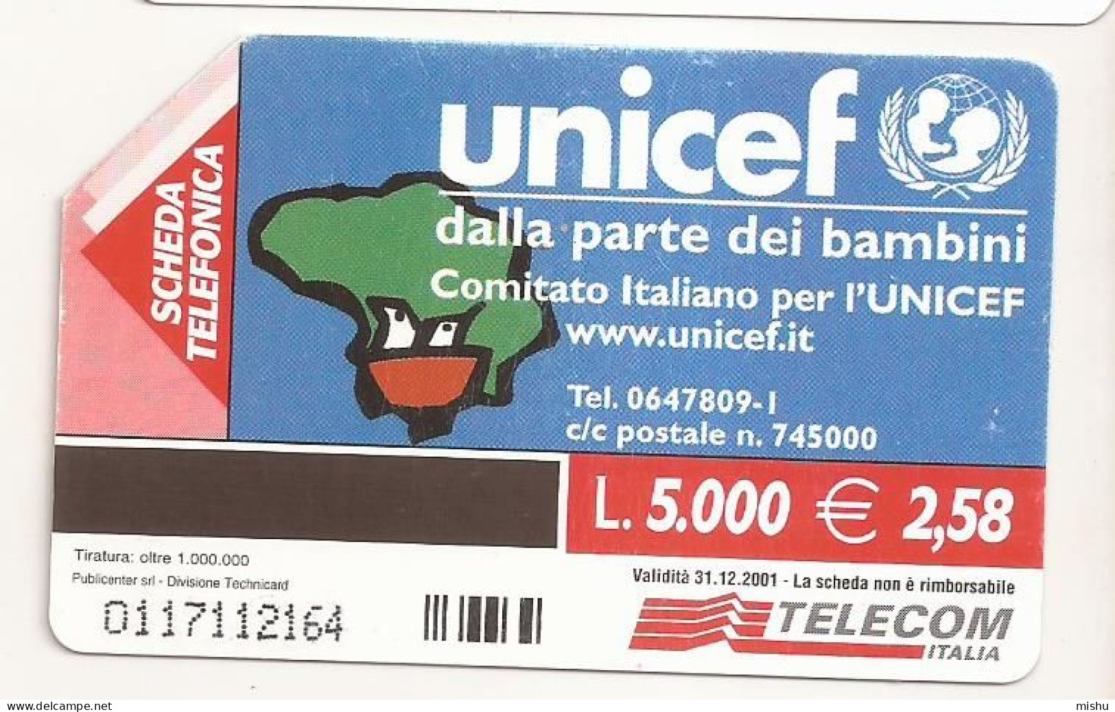 CT1 - Italy Phonecard - Telecom Italia  - 5000 Lire - Unicef - Otros & Sin Clasificación