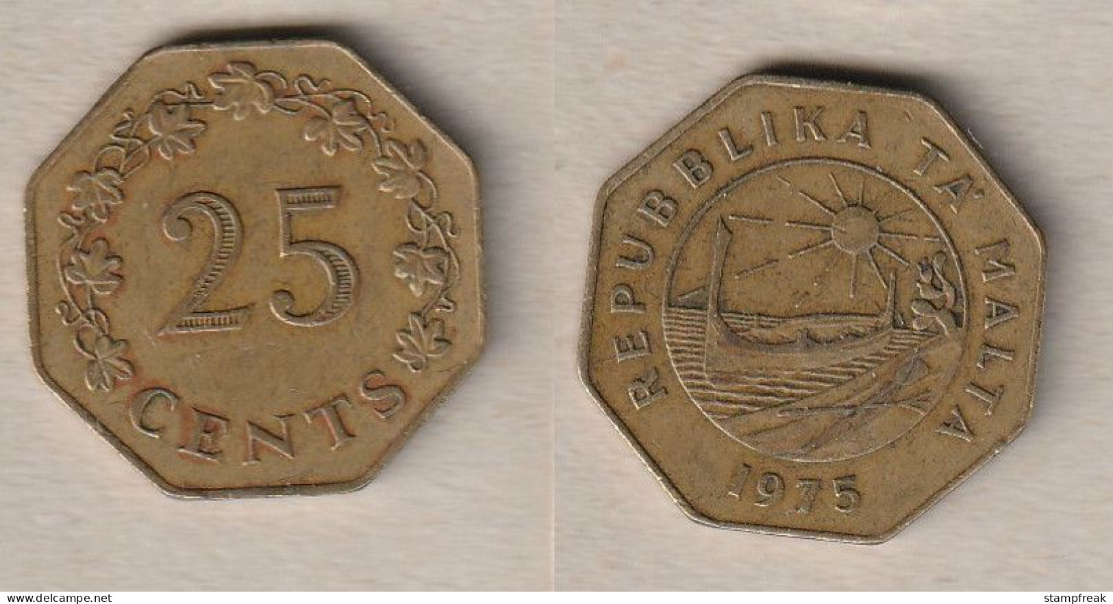 00714) Malta, 25 Cents 1975 - Malte