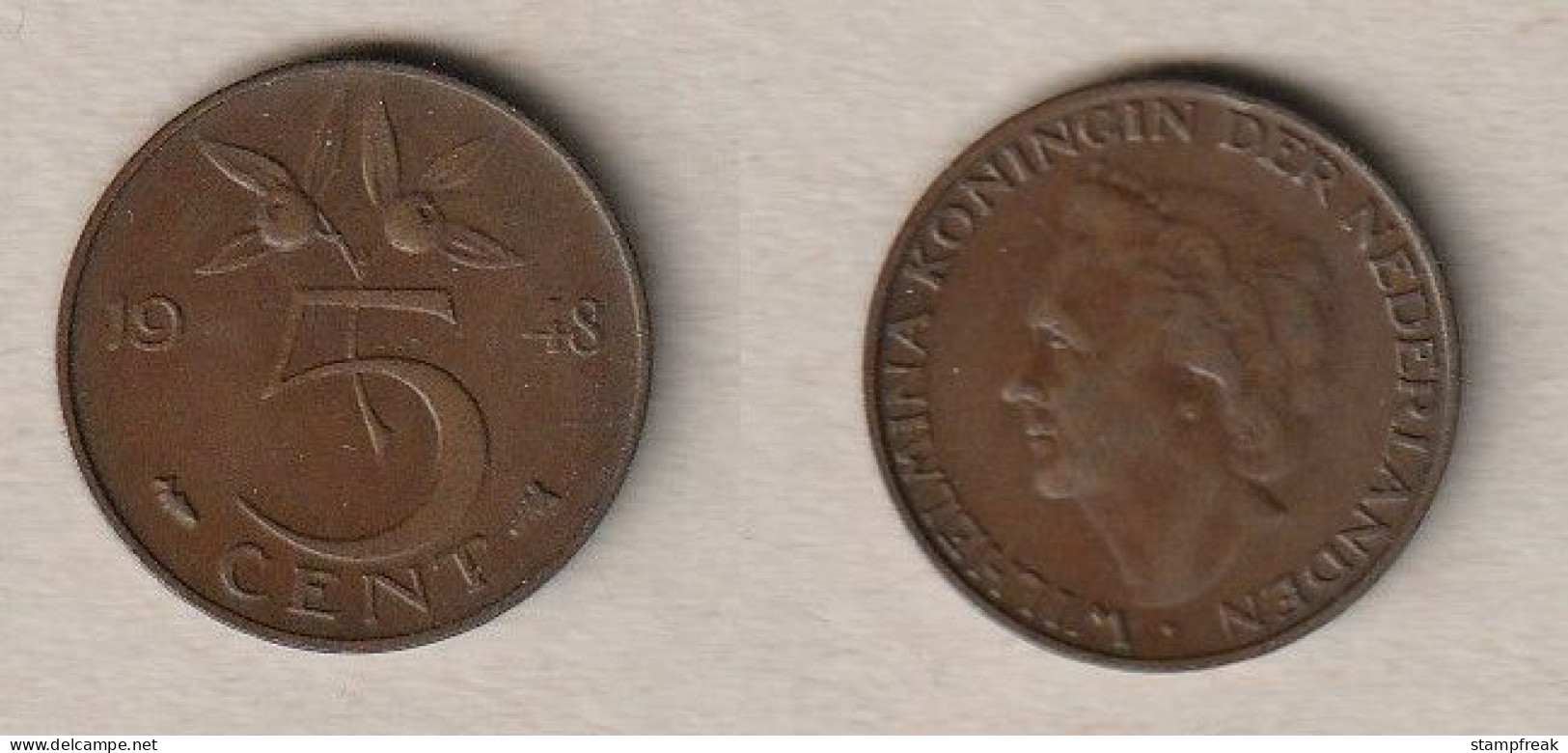 00784) Niederlande, 5 Cent 1948, Wilhelmina - 5 Cent