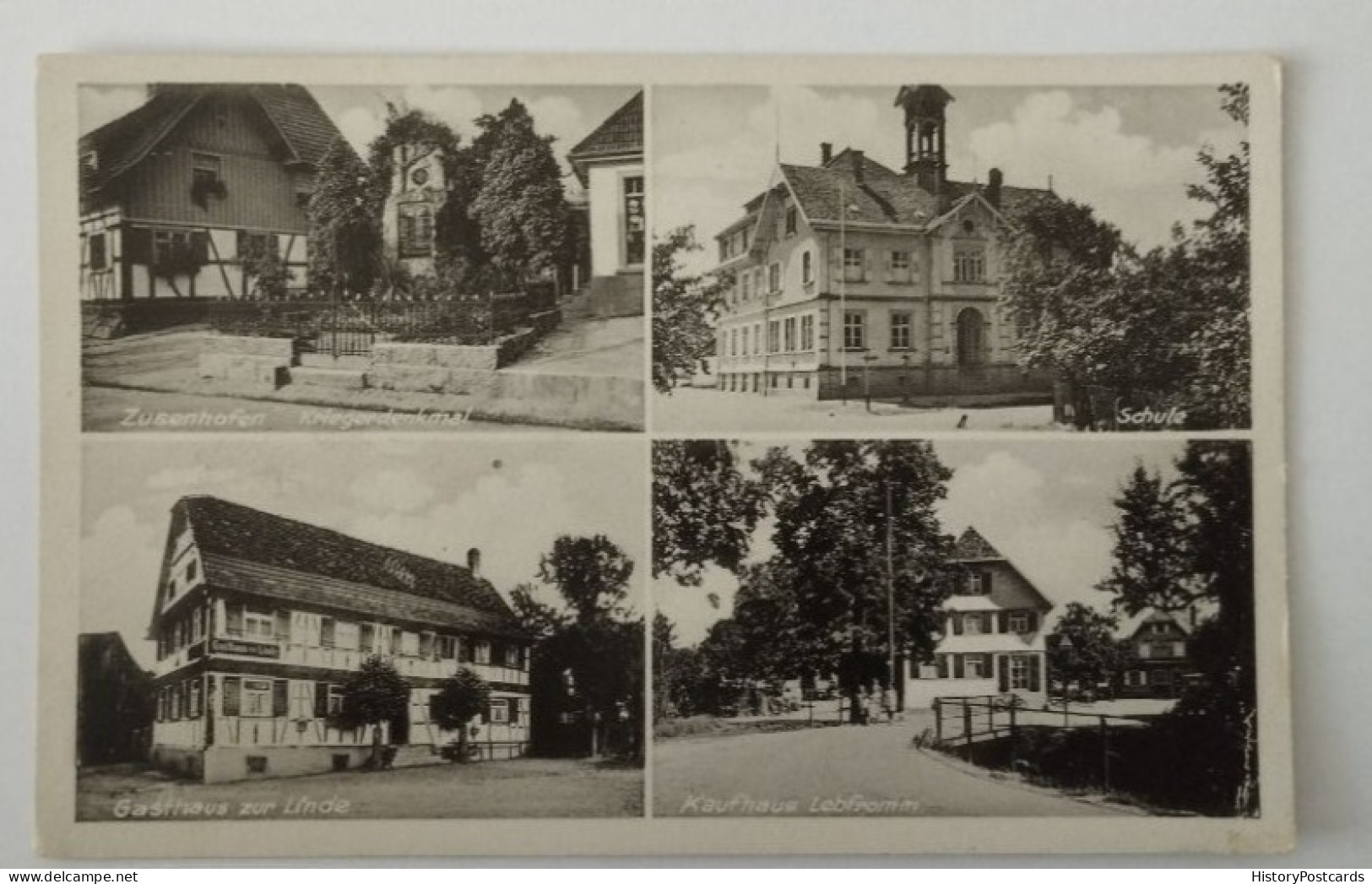 Zusenhofen, Oberkirch, Schule, Gasthaus Zur Linde, Kaufhaus Lebfromm, 1935 - Oberkirch