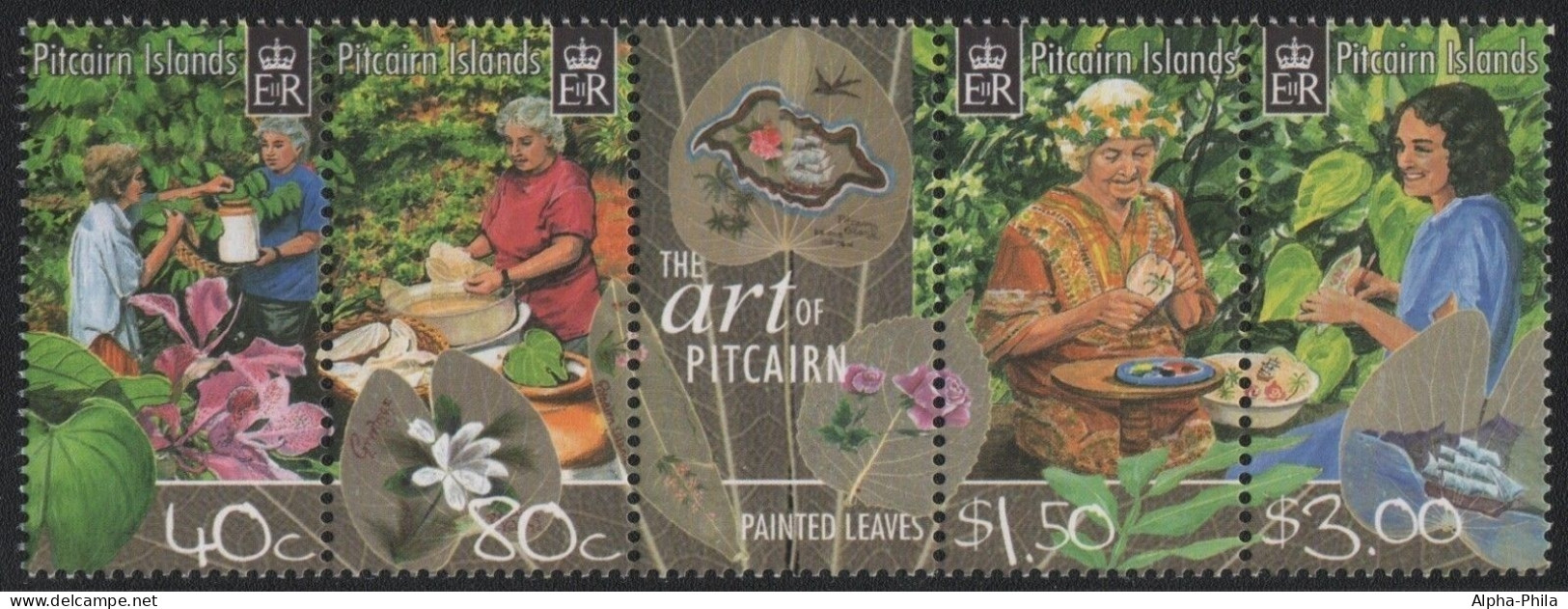 Pitcairn 2003 - Mi-Nr. 639-642 ** - MNH - Blättermalerei - Pitcairn Islands