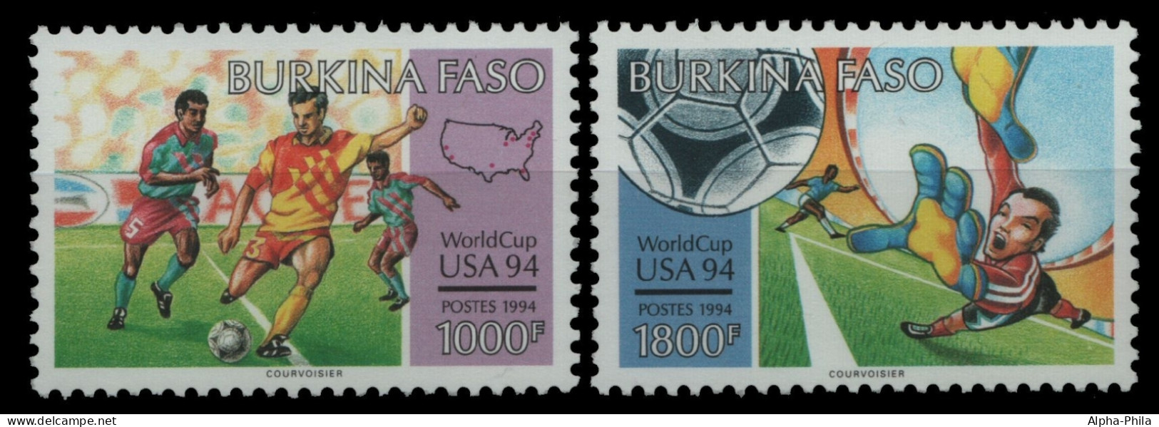 Burkina Faso 1994 - Mi-Nr. 1309-1310 ** - MNH - Fußball / Soccer - Burkina Faso (1984-...)