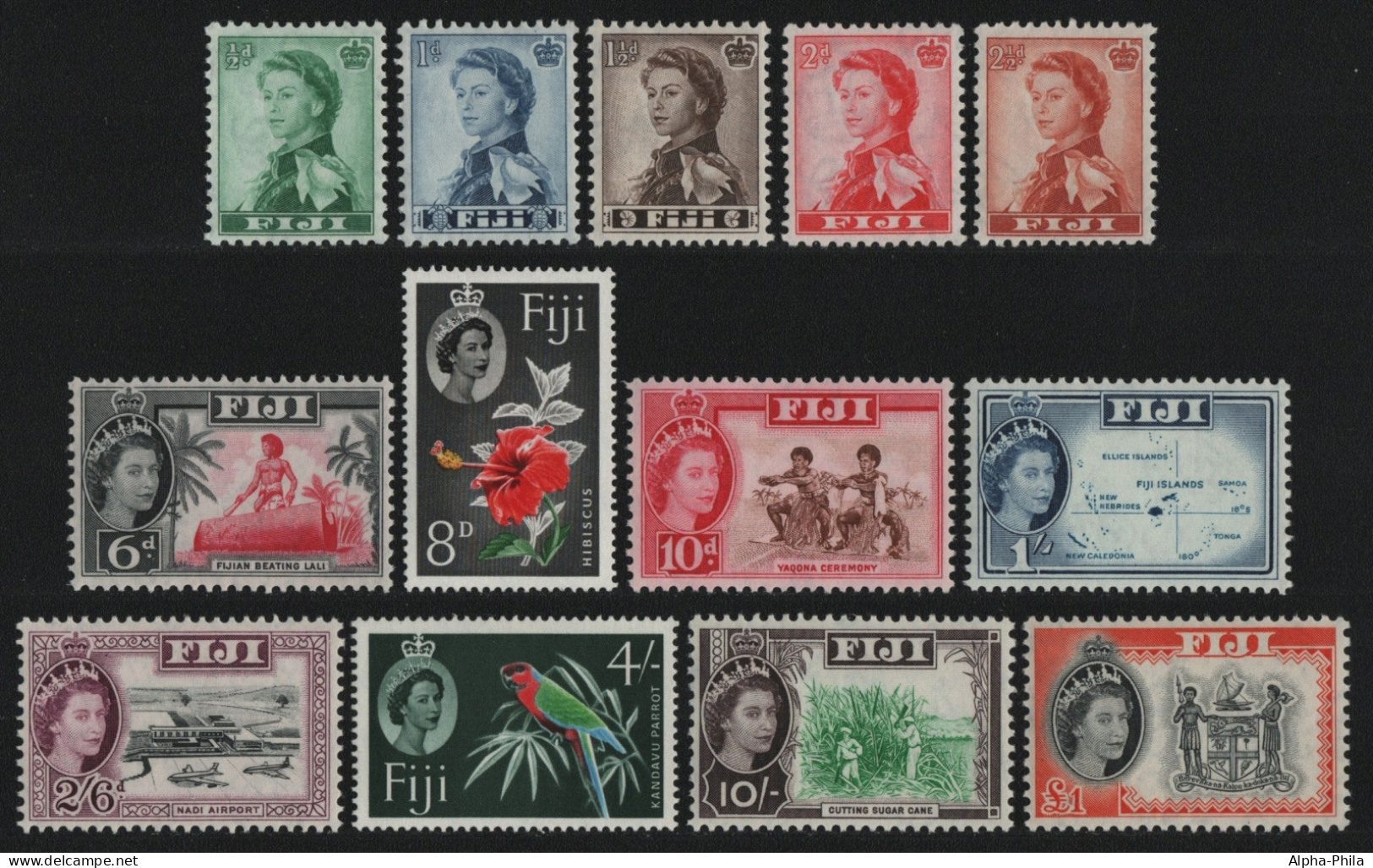 Fidschi 1959 - Mi-Nr. 141-153 ** - MNH - Queen Elizabeth II (I) - Fiji (...-1970)