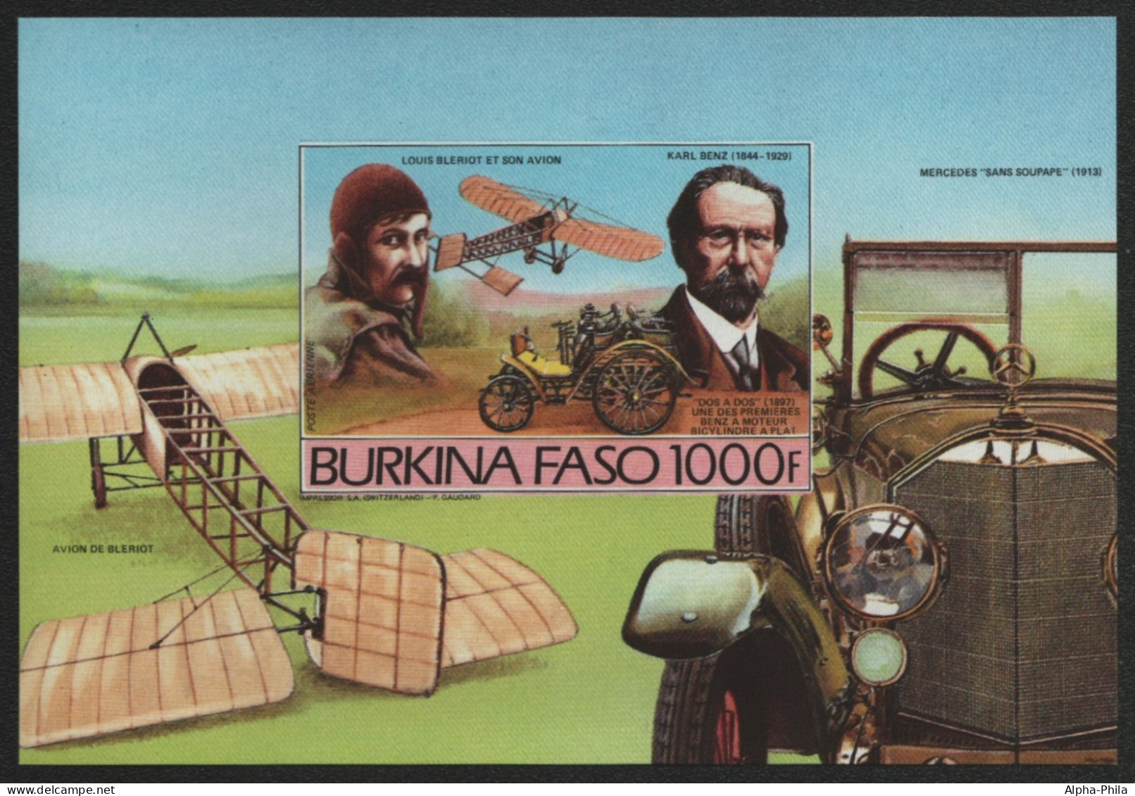 Burkina Faso 1985 - Mi-Nr. Block 102 B ** - MNH - Ungez / Imp - Auto & Flugzeug - Burkina Faso (1984-...)