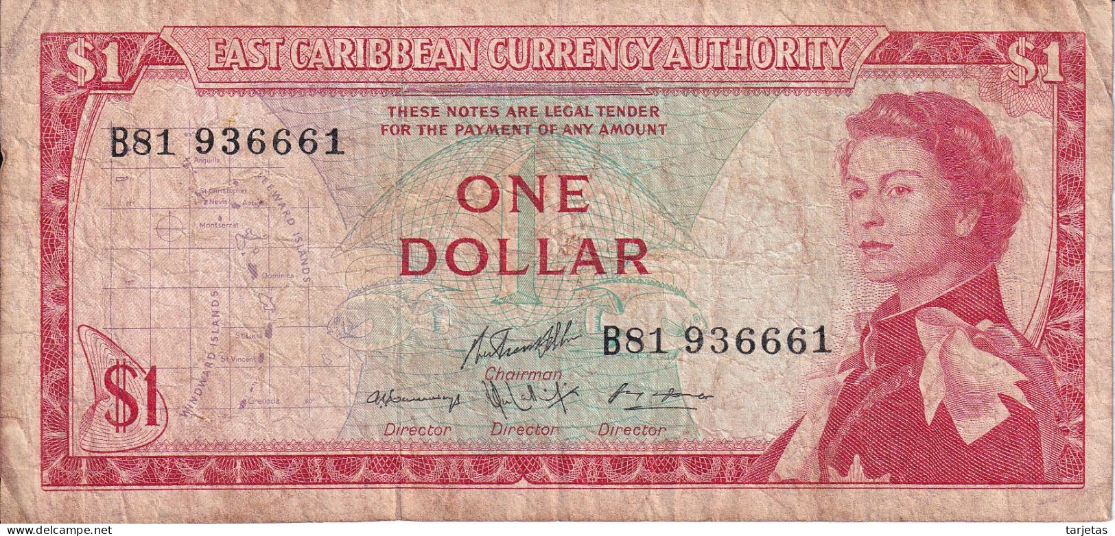 BILLETE DE EAST CARIBBEAN DE 1 DOLLAR DEL AÑO 1965   (BANKNOTE) - East Carribeans