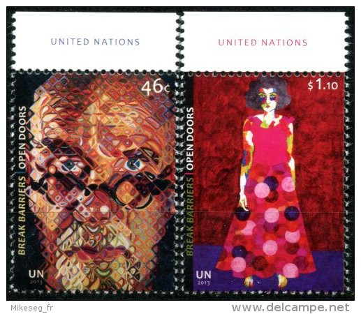 ONU New-York 2013 - Break Barriers - Paire ** MNH PF Avec Marge "United Nations" - Unused Stamps