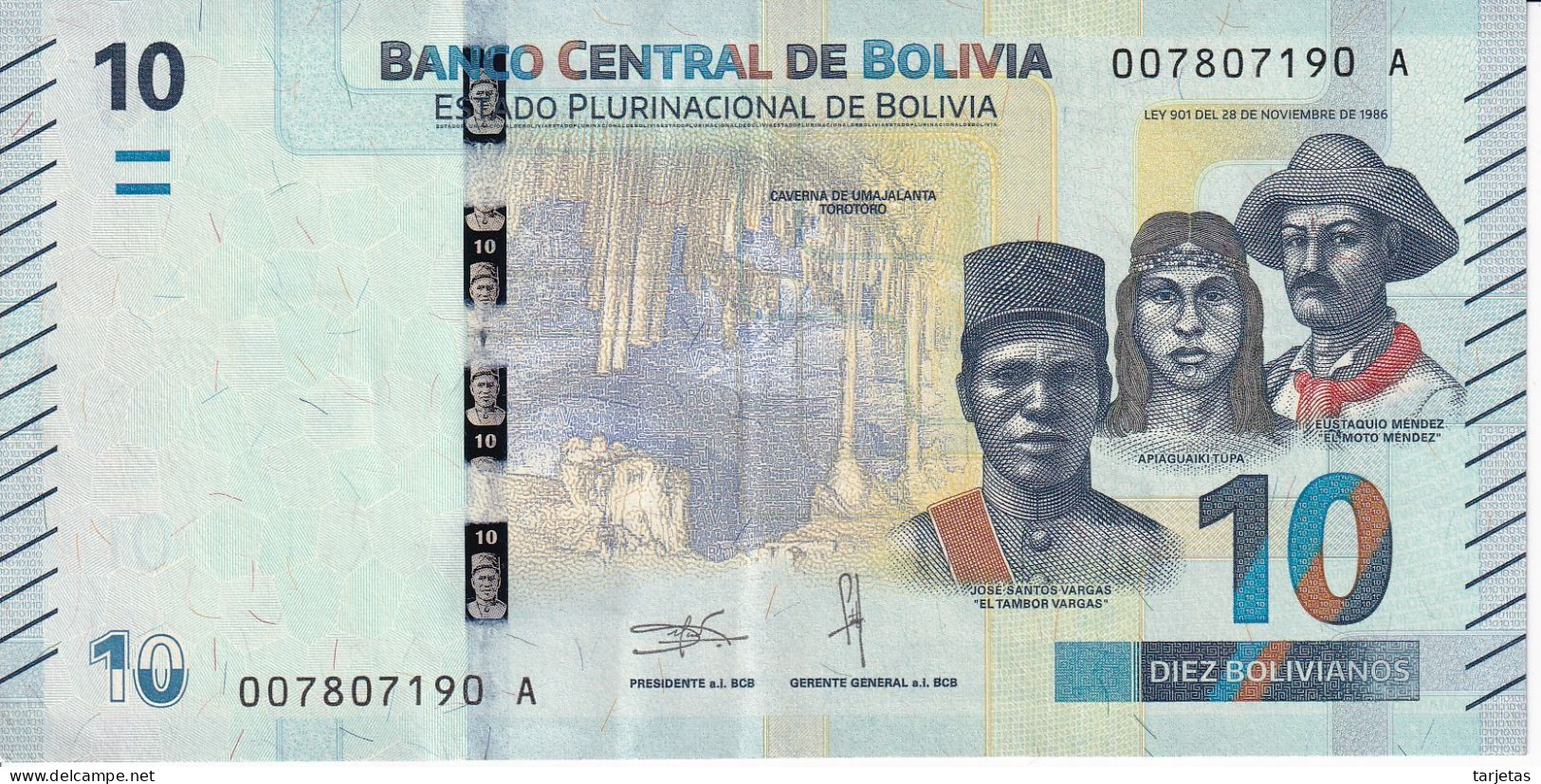 BILLETE DE BOLIVIA DE 10 BOLIVIANOS DEL AÑO 2018 EN CALIDAD EBC (XF) (BANKNOTE) - Bolivia