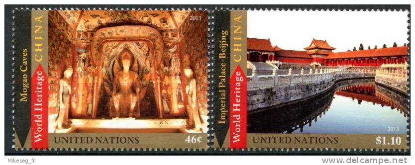 ONU New-York 2013 - Unesco - Patrimoine Mondial Chine - Paire Détachée De Feuille ** - Unused Stamps