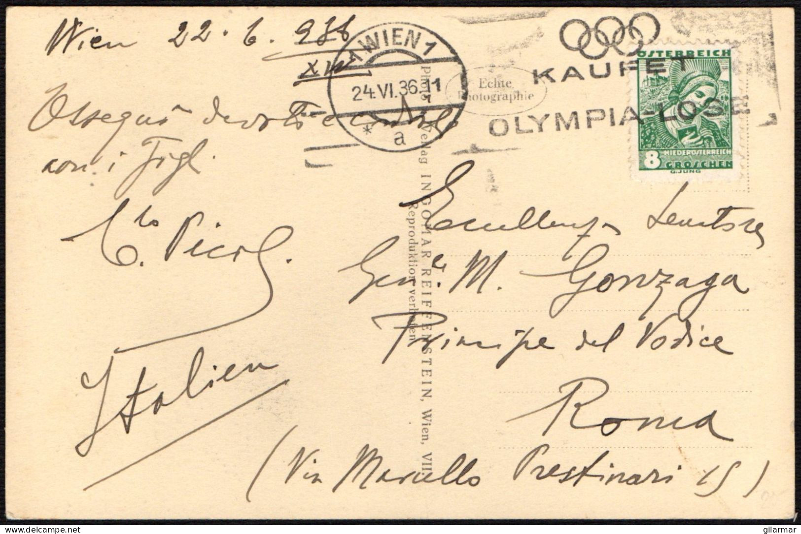 OLYMPIC GAMES 1936 - AUSTRIA WIEN 1 A 1936 - BUY OLYMPIC TICKETS - MAILED POSTCARD - M - Sommer 1936: Berlin