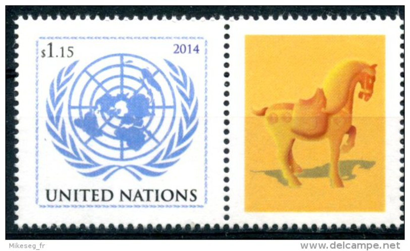 ONU New-York 2014 - "Chinese Lunar Calendar" Horse Cheval Pferde - Détaché De Feuille Perso ** - Unused Stamps