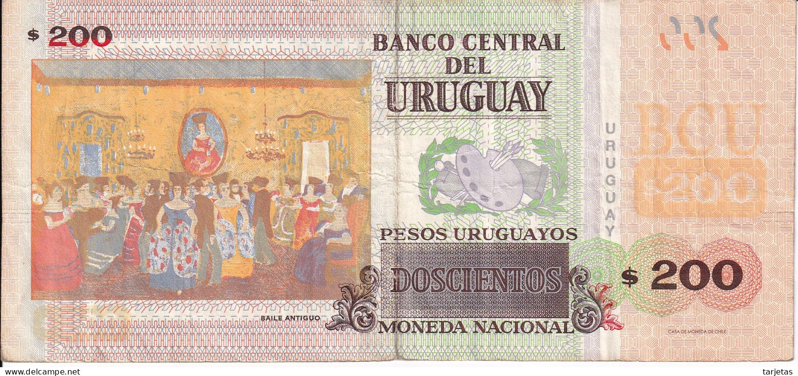 BILLETE DE URUGUAY DE 200 PESOS DEL AÑO 2015 (BANKNOTE) - Uruguay