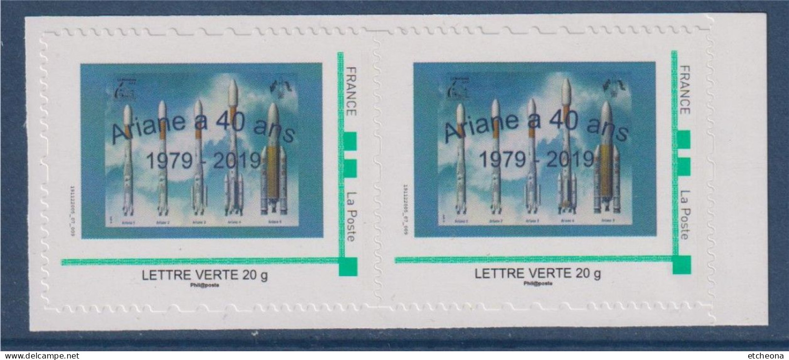 Ariane A 40 Ans 1979-2019 Paire Adhésif TVP LV Avec Bord De Feuille Et Numéroté 191122005_07_009 Sur Timbres - Neufs