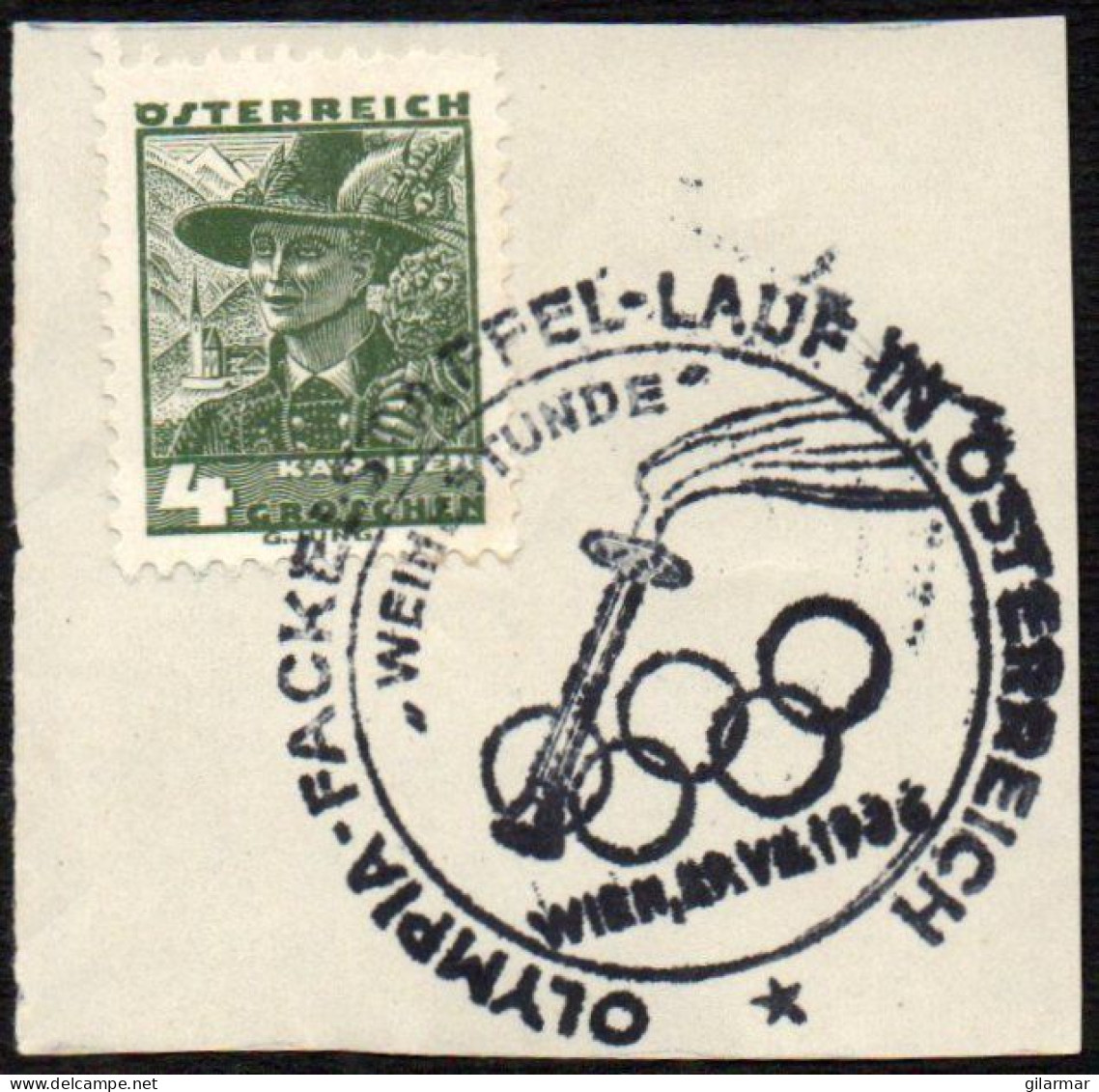 AUSTRIA WIEN 1936 - OLYMPIC TORCH RELAY IN AUSTRIA - FRAGMENT Cm 5x5 - M - Estate 1936: Berlino