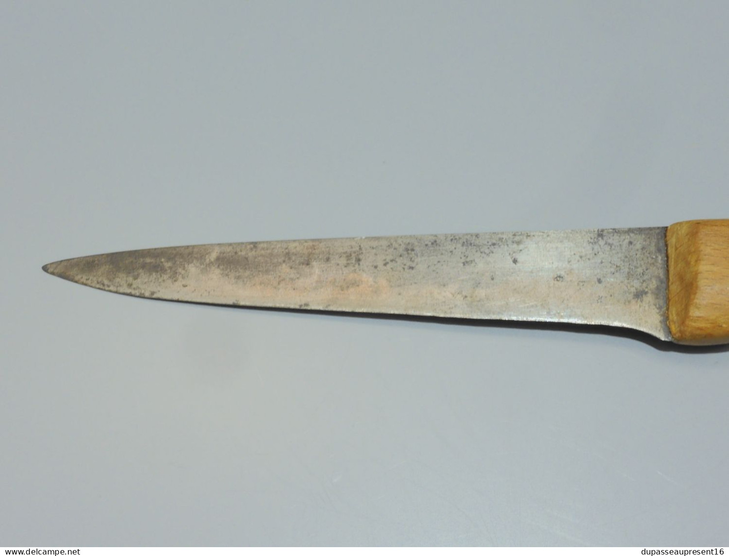 -ANCIEN COUTEAU DE BOUCHER BELLE LAME Fer Forgé Manche Bois NOGENT FRANCE   E - Knives