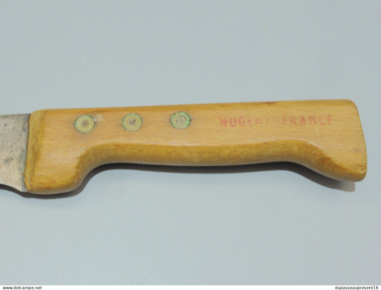 -ANCIEN COUTEAU DE BOUCHER BELLE LAME Fer Forgé Manche Bois NOGENT FRANCE   E - Knives