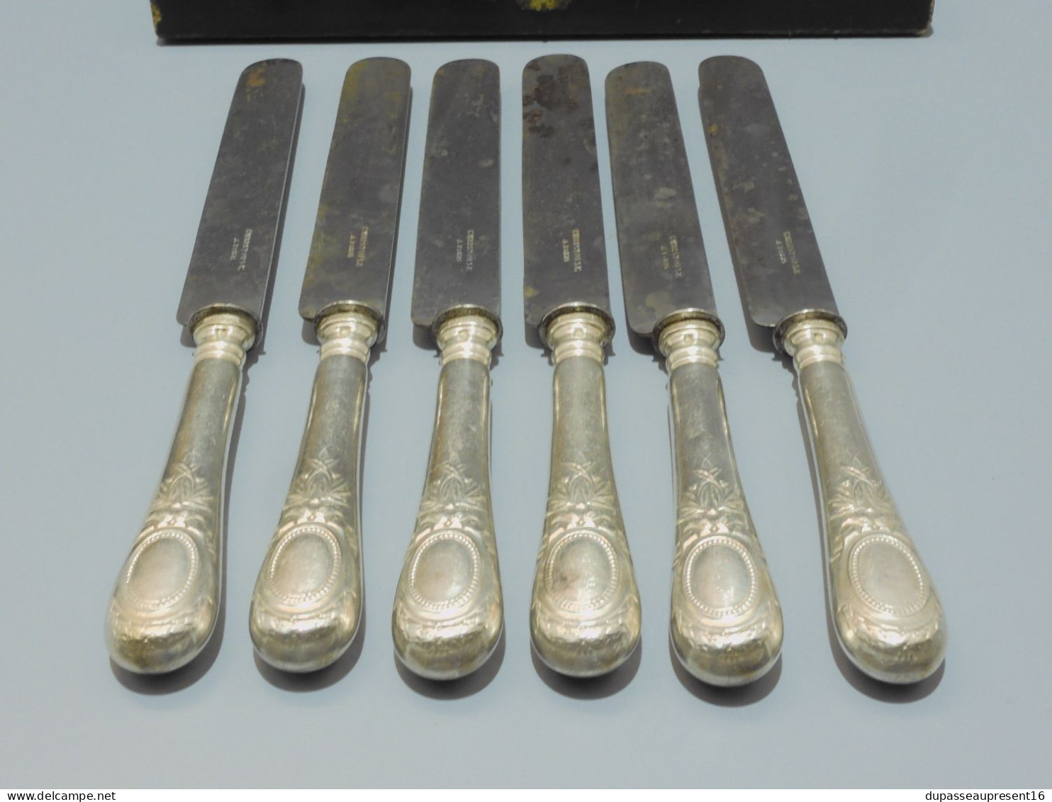 -COFFRET 6 ANCIENS COUTEAUX De TABLE CHRISTOFLE PARIS Jus Grenier Collection  E - Knives