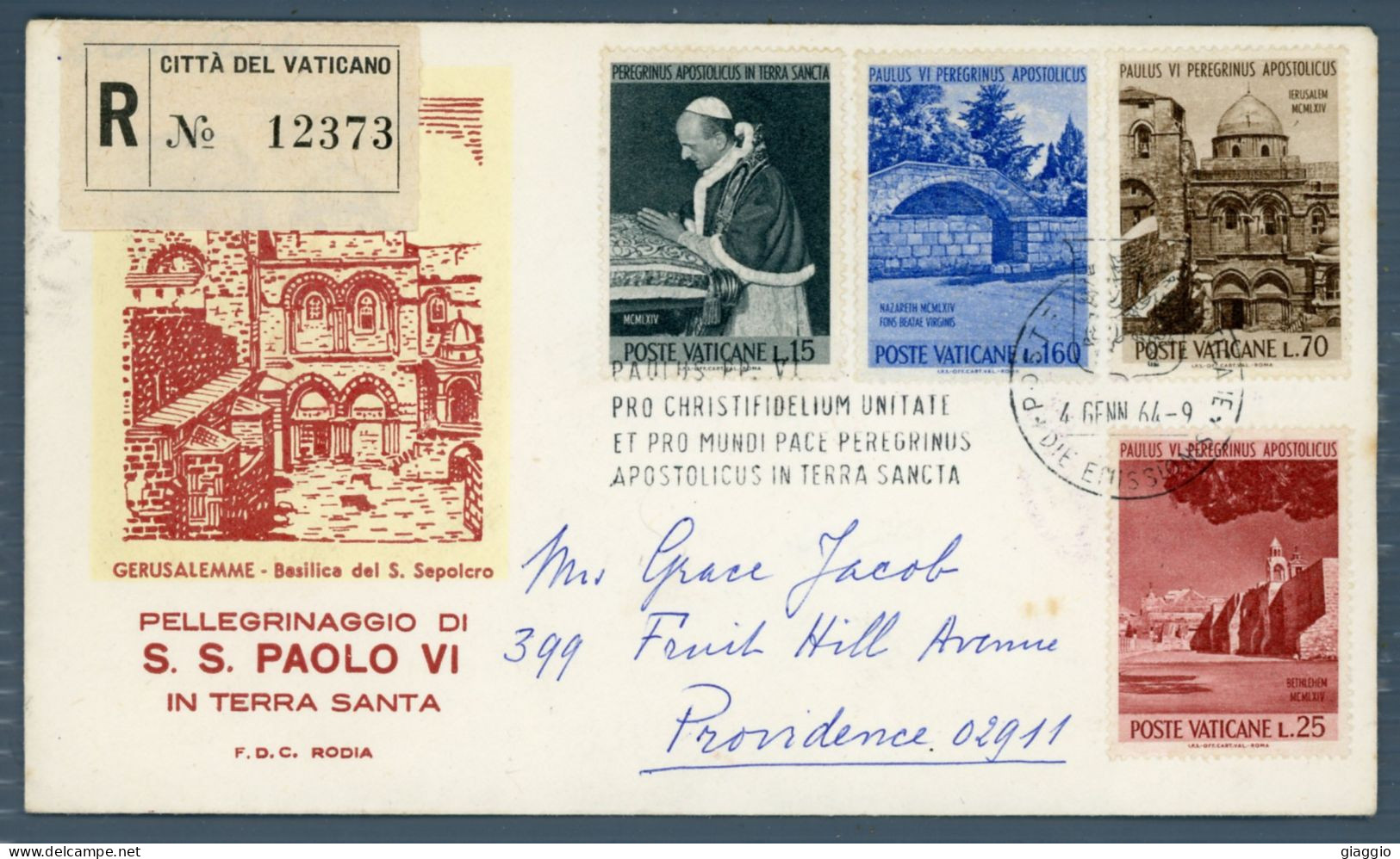 °°° Francobolli N. 1810 - Vaticano Raccomandata - Pellegrinaggio In Terra Santa °°° - Lettres & Documents