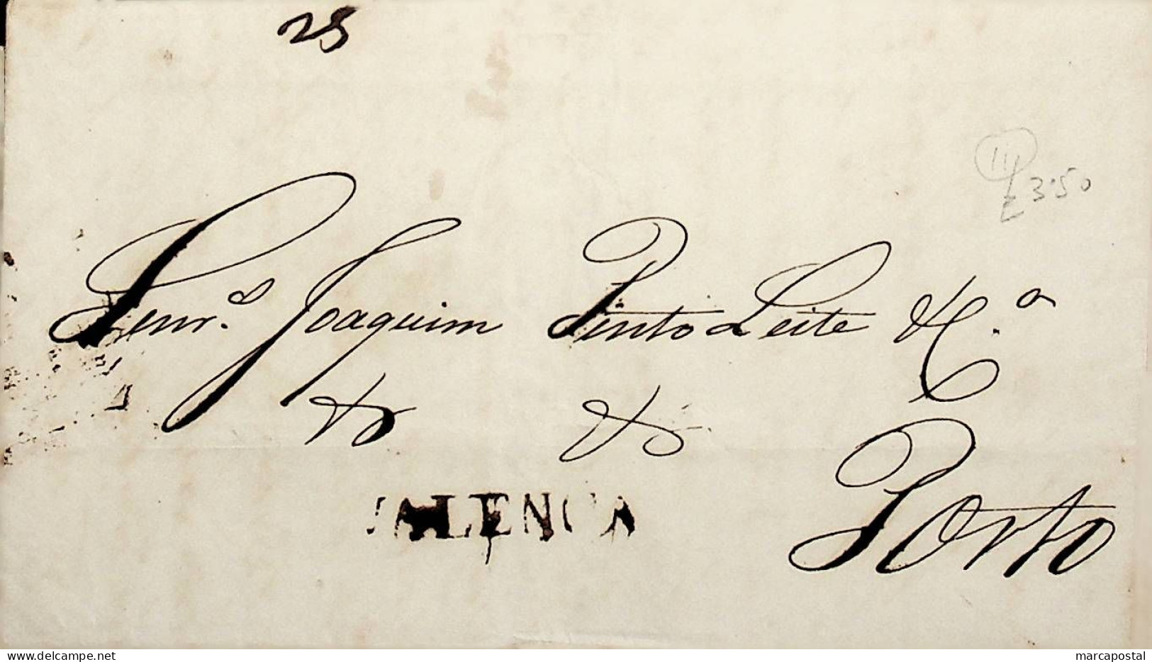 1835 Portugal Carta Pré-filatélica VLN 2 «VALENCA» Sépia - ...-1853 Préphilatélie
