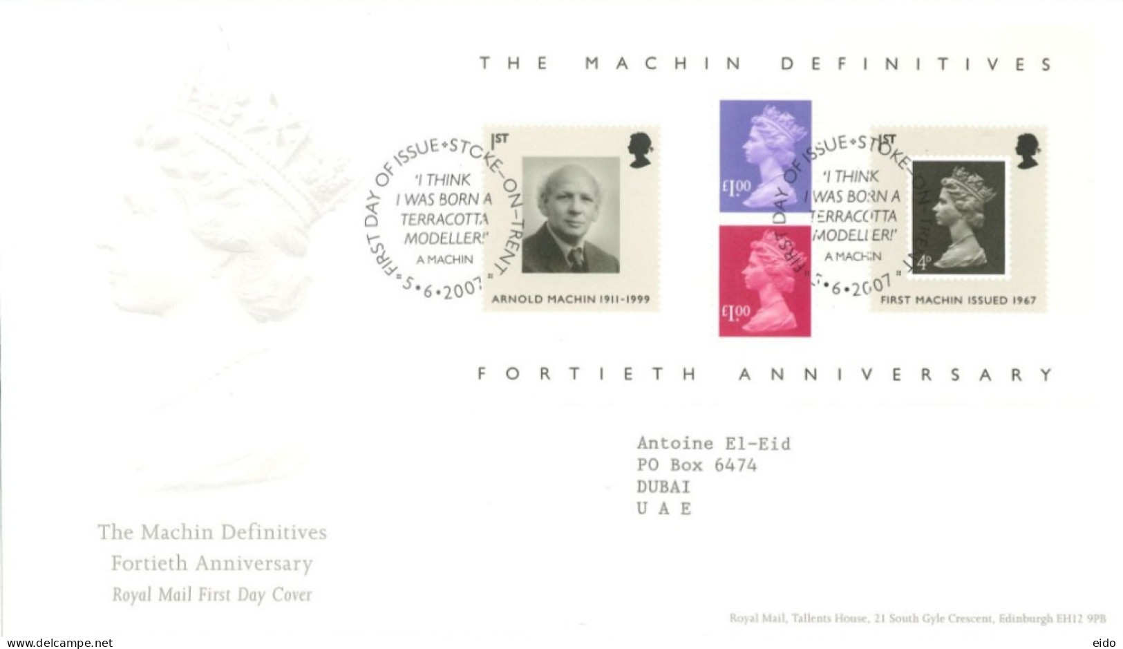 GREAT BRITAIN  - 2007, FIRST DAY COVER OF THE MACHIN DEFINITIVES FORTIETH ANNIVERSARY STAMPS SHEET. - Storia Postale