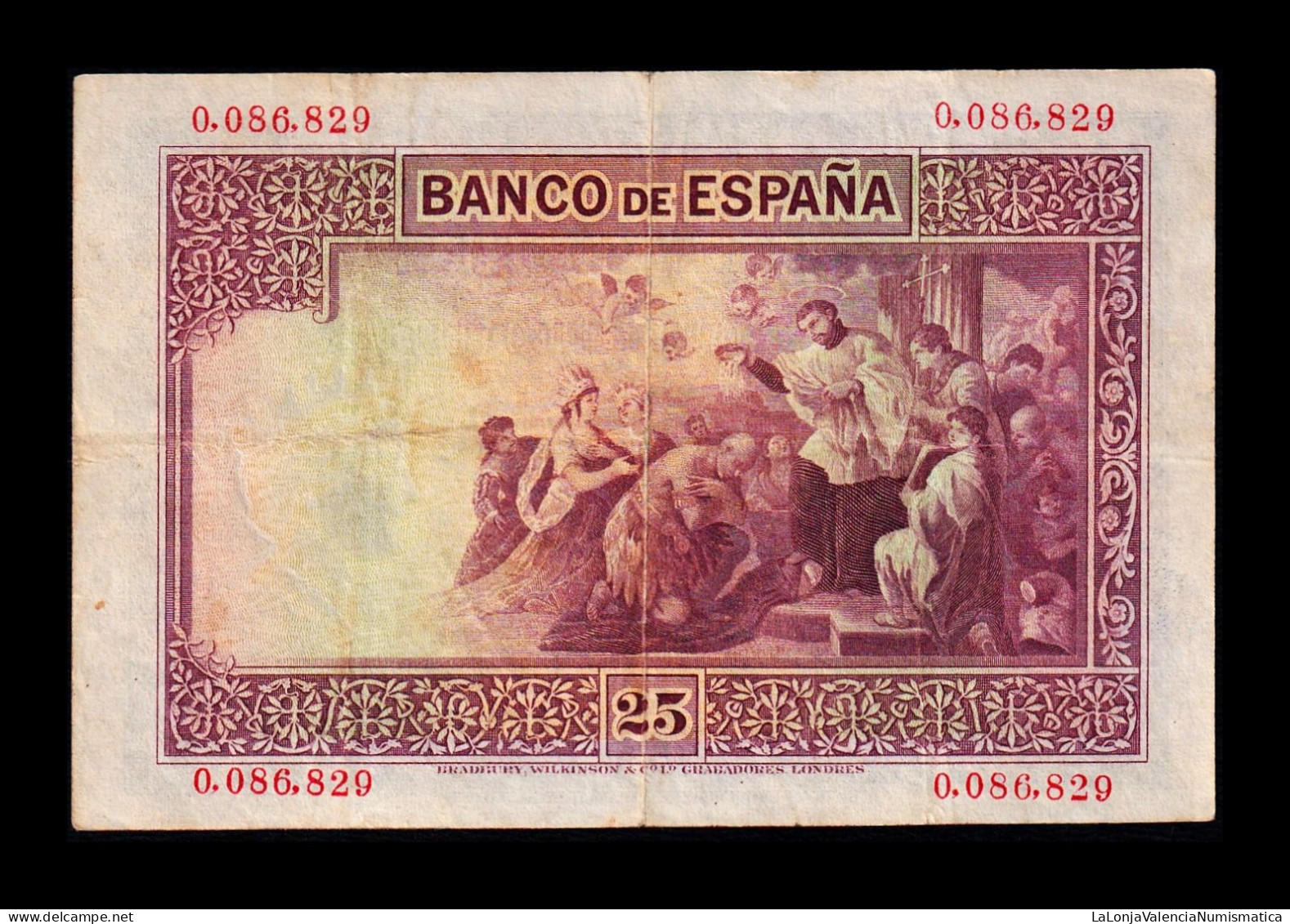 España Spain 25 Pesetas San Francisco Xavier 1926 Pick 71a Sin Serie Bc/Mbc F/Vf - 1-2-5-25 Peseten