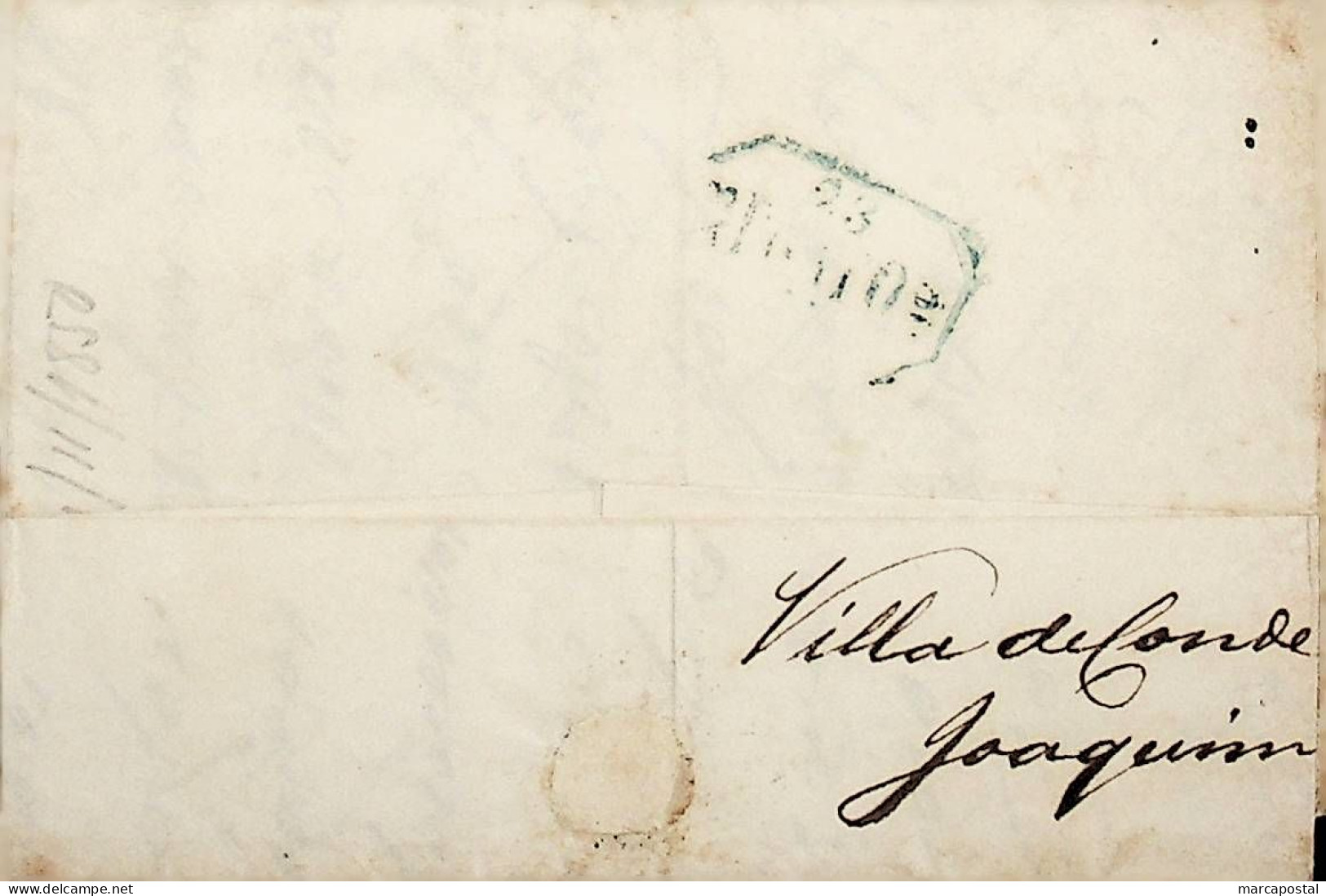 1850 Portugal Carta Pré-filatélica VCD 4 «Vª DO CONDE» Azul - ...-1853 Prefilatelia