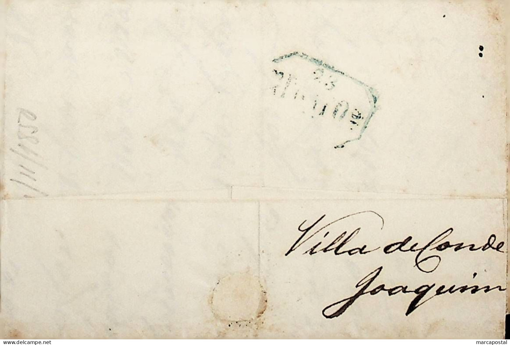 1850 Portugal Carta Pré-filatélica VCD 4 «Vª DO CONDE» Azul - ...-1853 Voorfilatelie