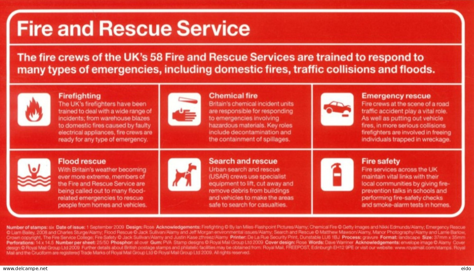 GREAT BRITAIN  - 2009, FIRST DAY COVER OF FIRE AND RESCUE SERVICE  STAMPS. - Covers & Documents