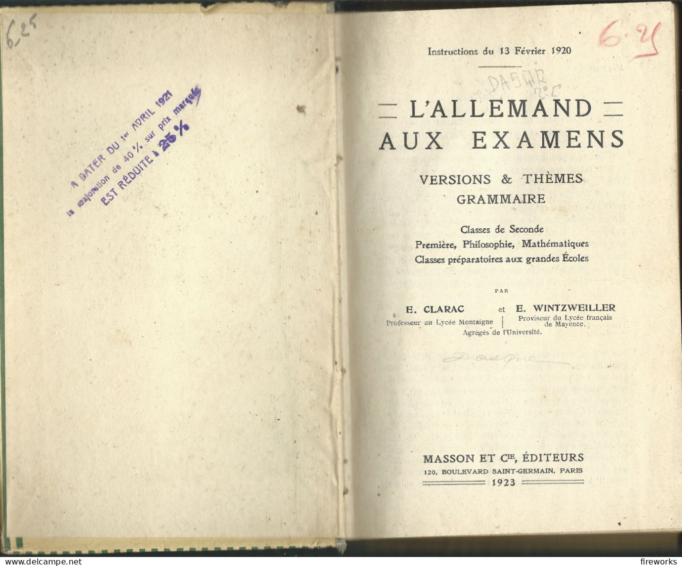 L'ALLEMAND AUX EXAMENS, VERSIONS & THEMES, GRAMMAIRE, CLASSES DE 2de, 1re, PHILOSOPHIE, MATHEMATIQUES, ECT... - Libros De Enseñanza