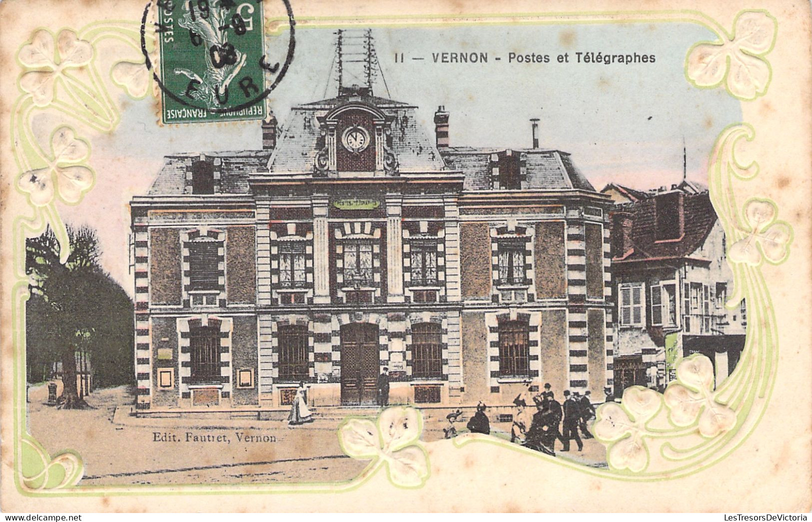 FRANCE - Vernon - Postes Et Telegraphes - Cadre Fleuri - Carte Postale Ancienne - Vernon