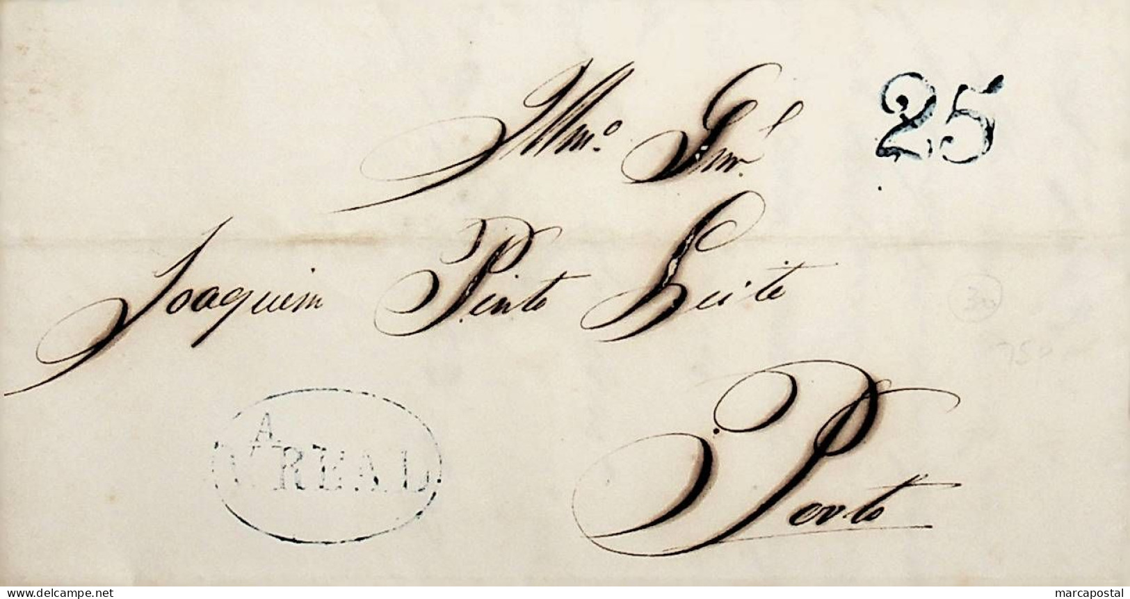 1850 Portugal Carta Pré-filatélica VRL 5 «Vª REAL» Azul - ...-1853 Prephilately