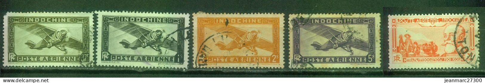 FC IOC09 Indochine YT N° 8A 11 12 13 15 Oblitérés - Airmail