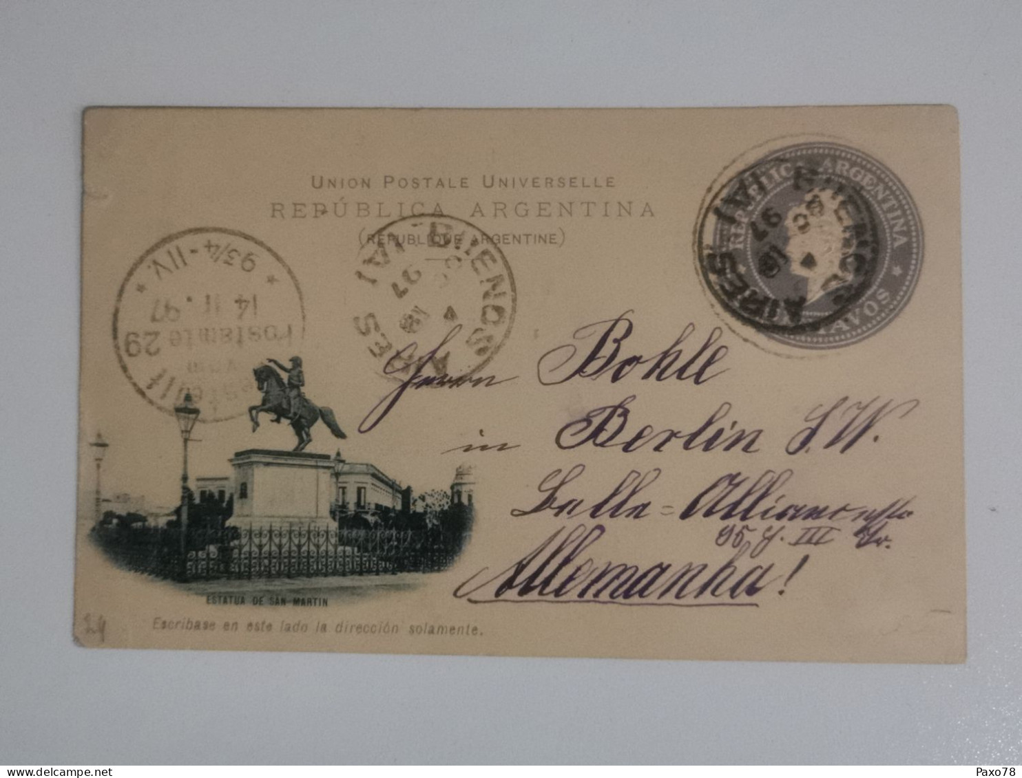 Postale, Oblitéré Buenos Aires 1897 Envoyé Allemagne - Oblitérés