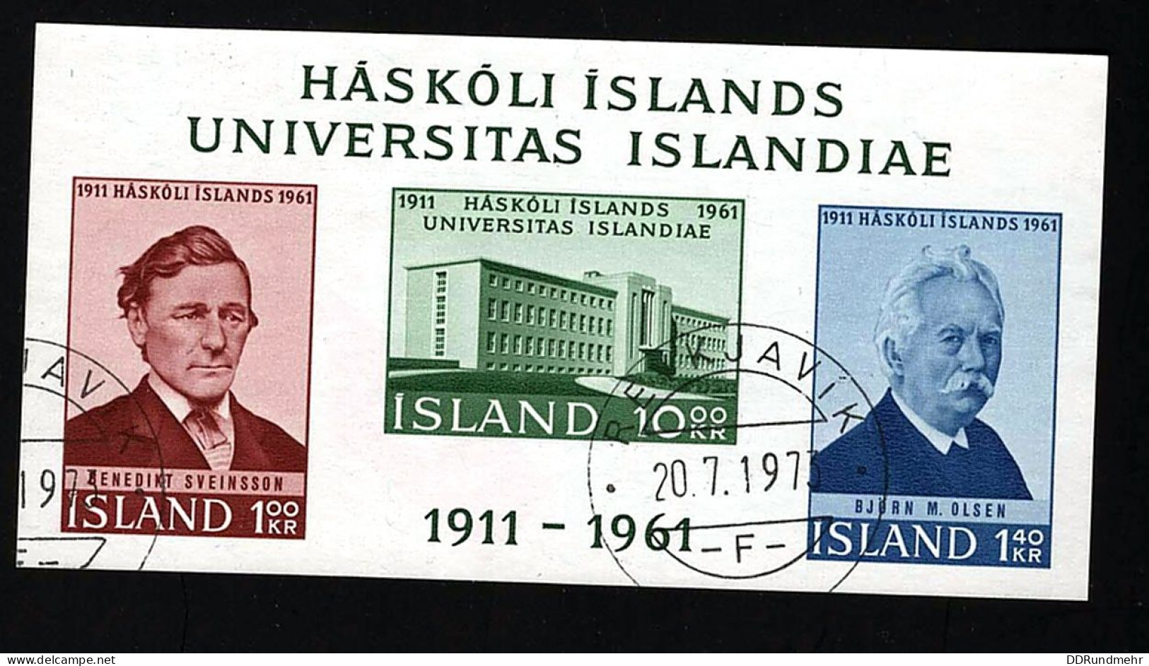 1961 University  Michel IS BL3 Stamp Number IS 344a Yvert Et Tellier IS BF3 Stanley Gibbons IS MS391 Used - Blocks & Kleinbögen