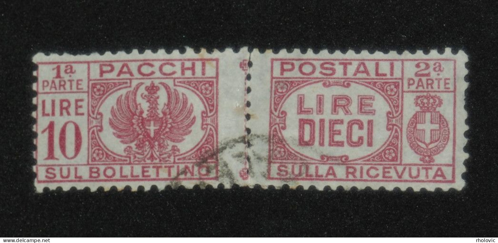 ITALY 1946, Parcel, 10 Lire, Lilac, Mi #P64, Used, CV: €120 - Paquetes Postales