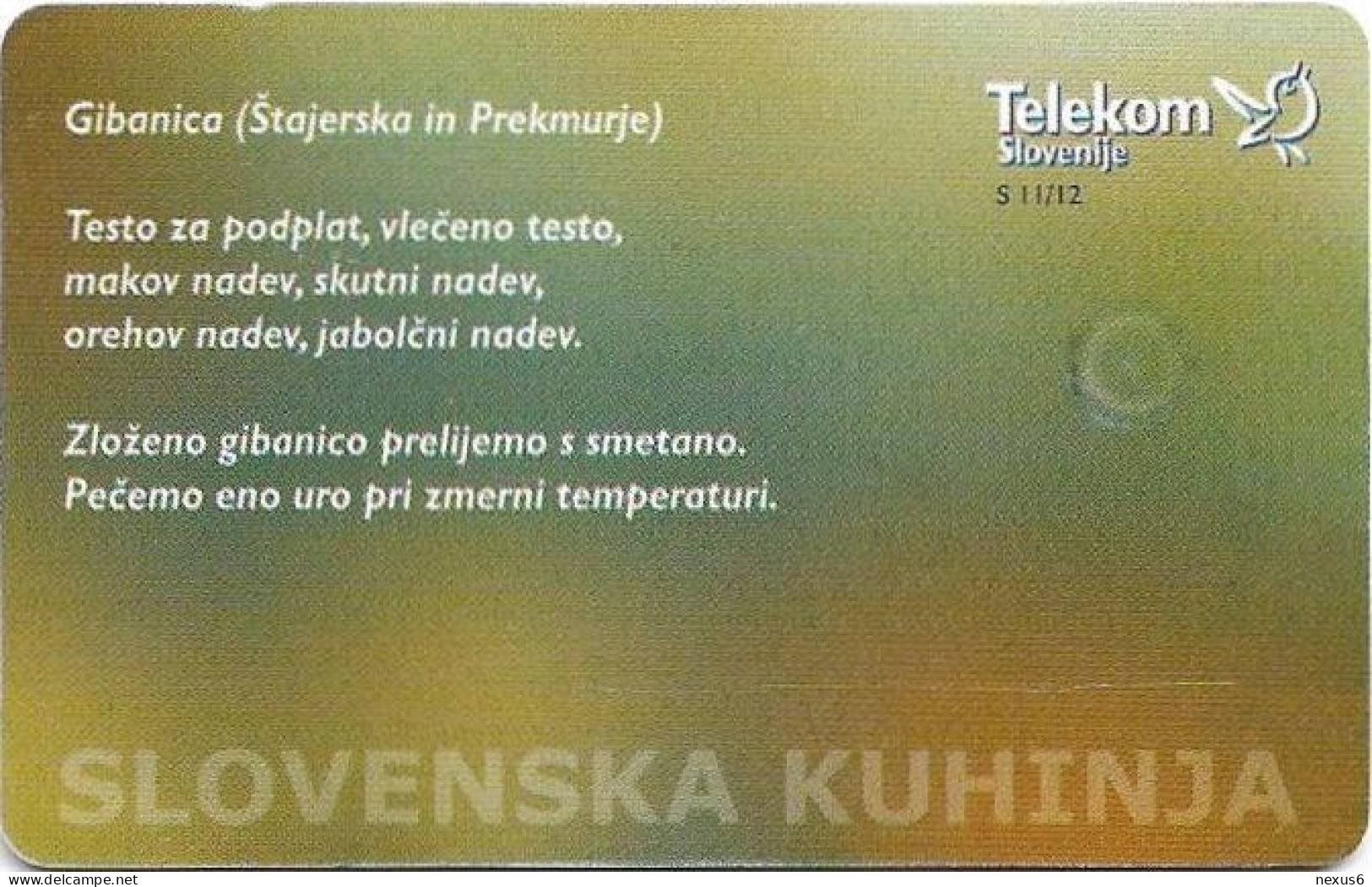 Slovenia - Telekom Slovenije - Slovenian Cuisine - Gibanica, Gem5 Red, 06.2004, 50Units, 5.998ex, Used - Slovenia