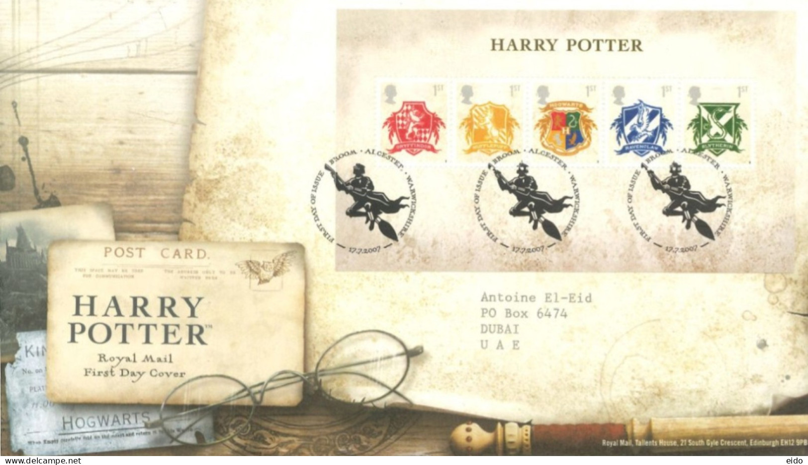 GREAT BRITAIN  - 2007, FIRST DAY COVER STAMPS SHEET OF HARRY POTTER. - Cartas & Documentos