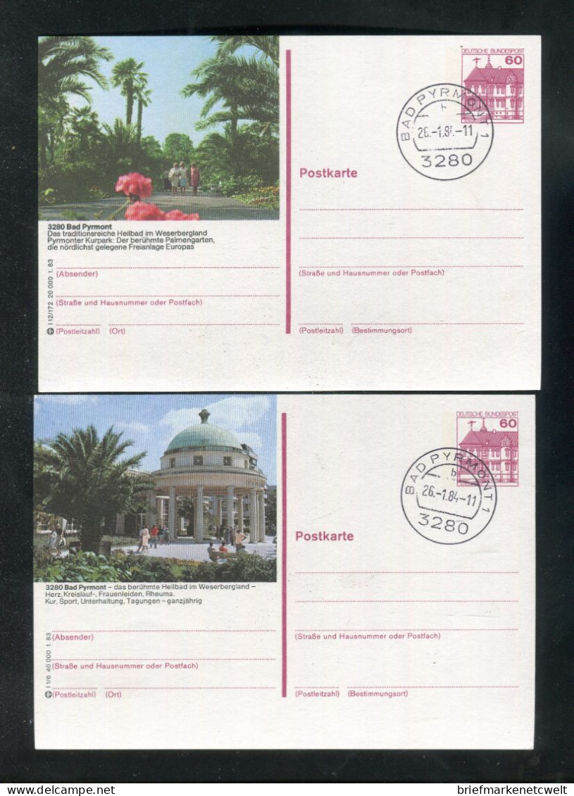 "BUNDESREPUBLIK DEUTSCHLAND" 2 Bildpostkarten Je Mit Bildgleichem Stempel Ex "BAD PYRMONT" (5182) - Cartes Postales Illustrées - Oblitérées