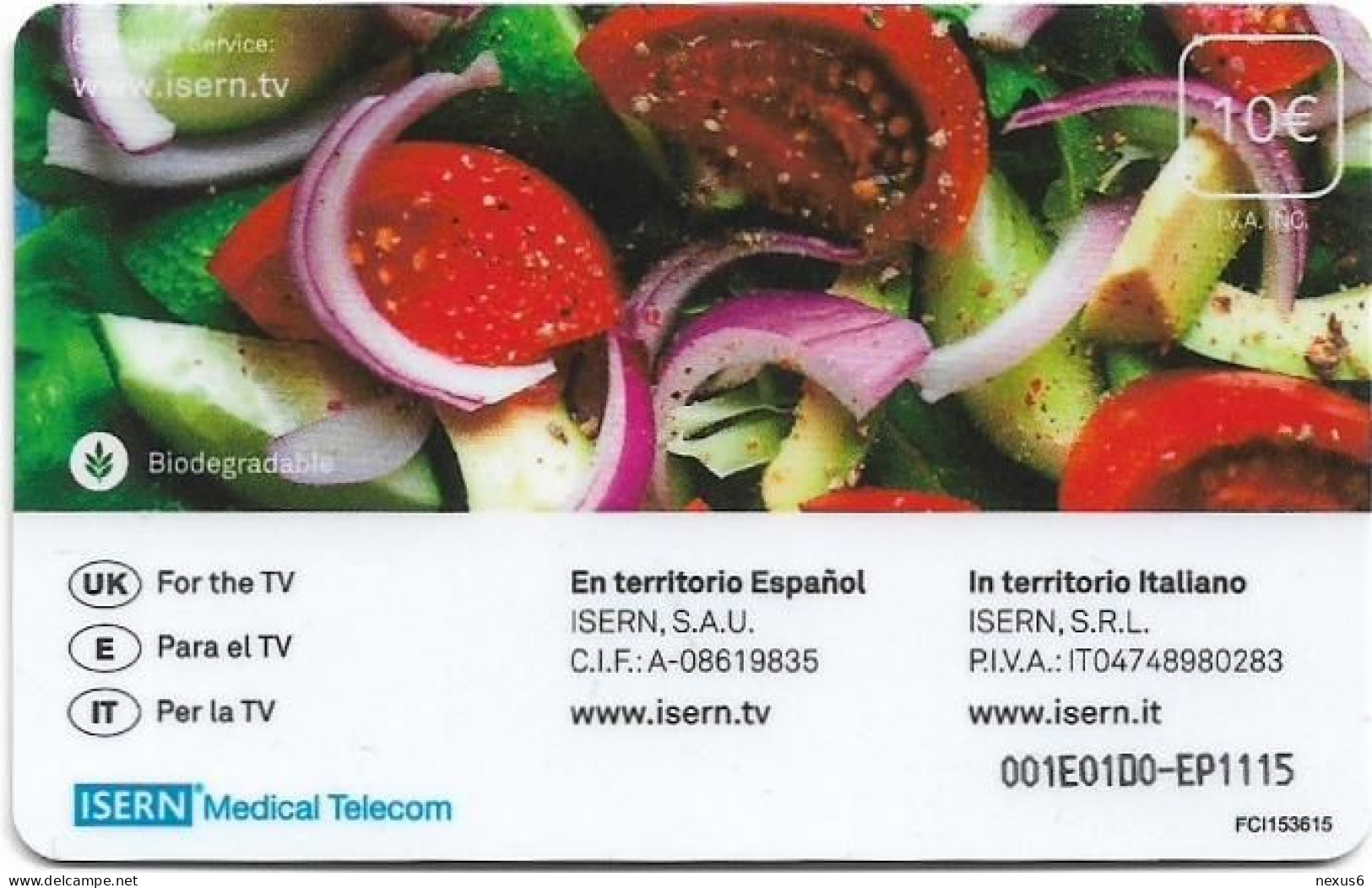 Spain - ISERN Medical - Alimentación #5 - Salad, 10€, 12.2015, 35.000ex, Used - Andere & Zonder Classificatie
