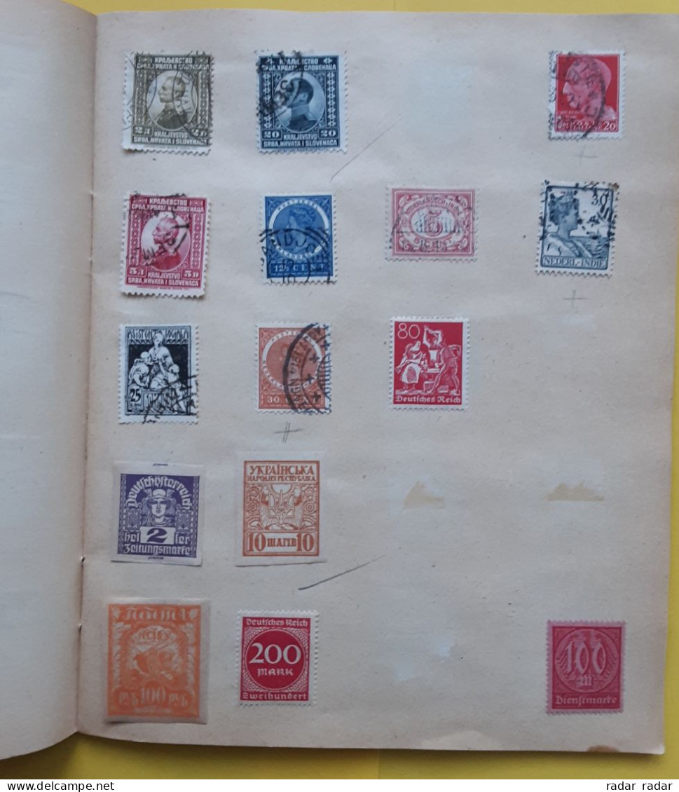 Pre WWII almost intact collection of used classic stamps 32 scans 450+ stamps interesting Japan Ukraine Patiala - enjoy!