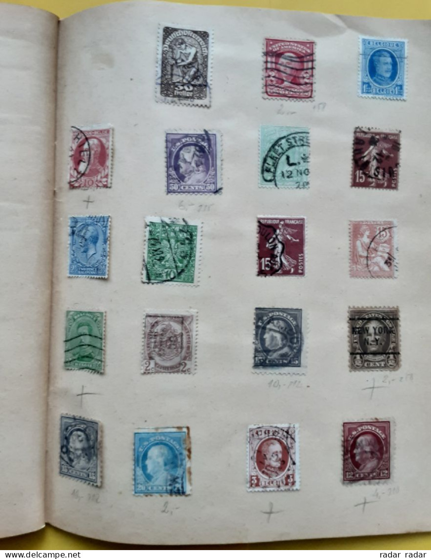 Pre WWII almost intact collection of used classic stamps 32 scans 450+ stamps interesting Japan Ukraine Patiala - enjoy!