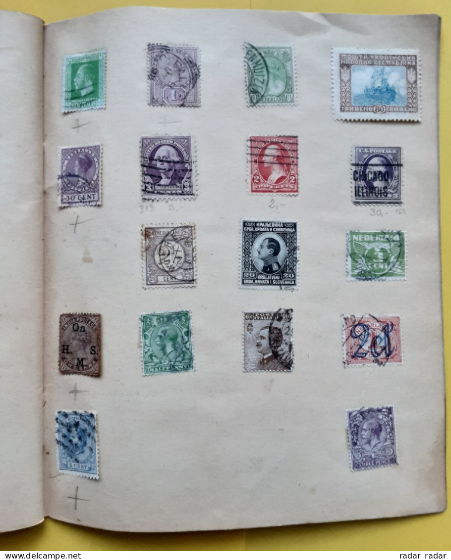 Pre WWII almost intact collection of used classic stamps 32 scans 450+ stamps interesting Japan Ukraine Patiala - enjoy!