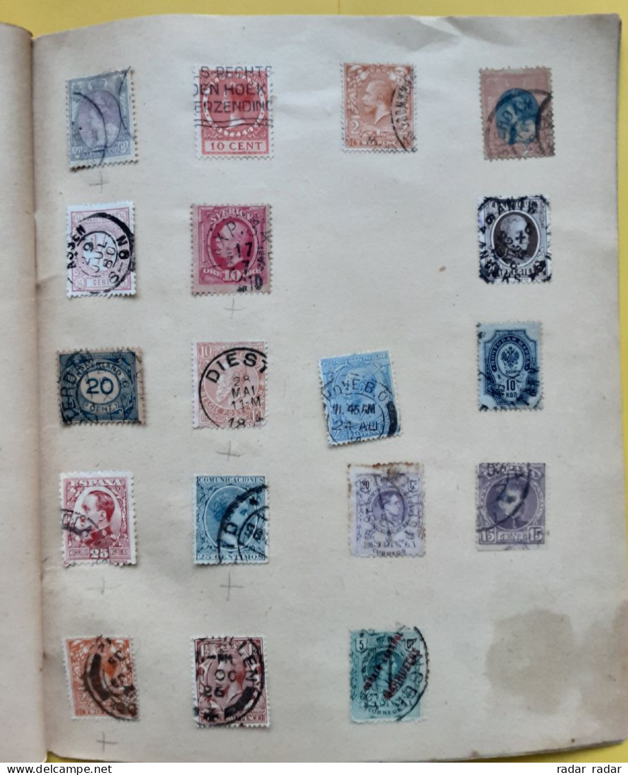 Pre WWII almost intact collection of used classic stamps 32 scans 450+ stamps interesting Japan Ukraine Patiala - enjoy!