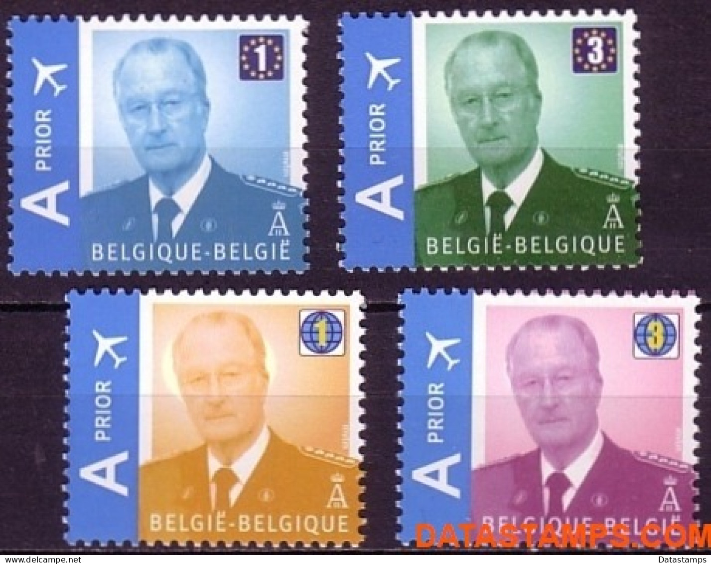 België 2009 - Mi:3913/3916, Yv:3848/3851, OBP:3867/3870, Stamp - XX - King Albert II Mvtm - Nieuw Frankeringssysteem - 1993-2013 König Albert II (MVTM)