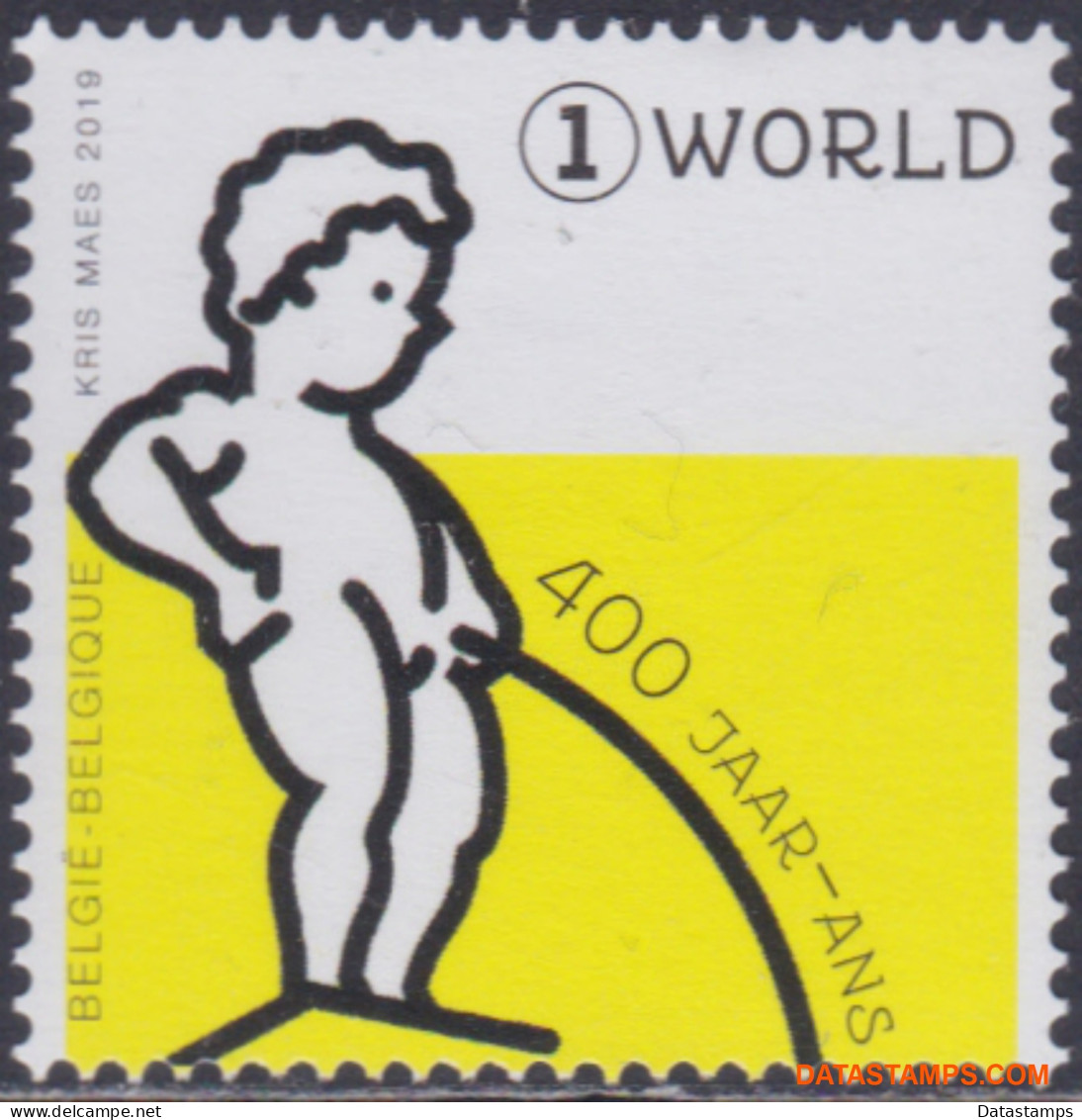 België 2019 - Mi:4884, Yv:4822, OBP:4837, Stamp - XX - 400 Years Manneken Pis - 2011-..