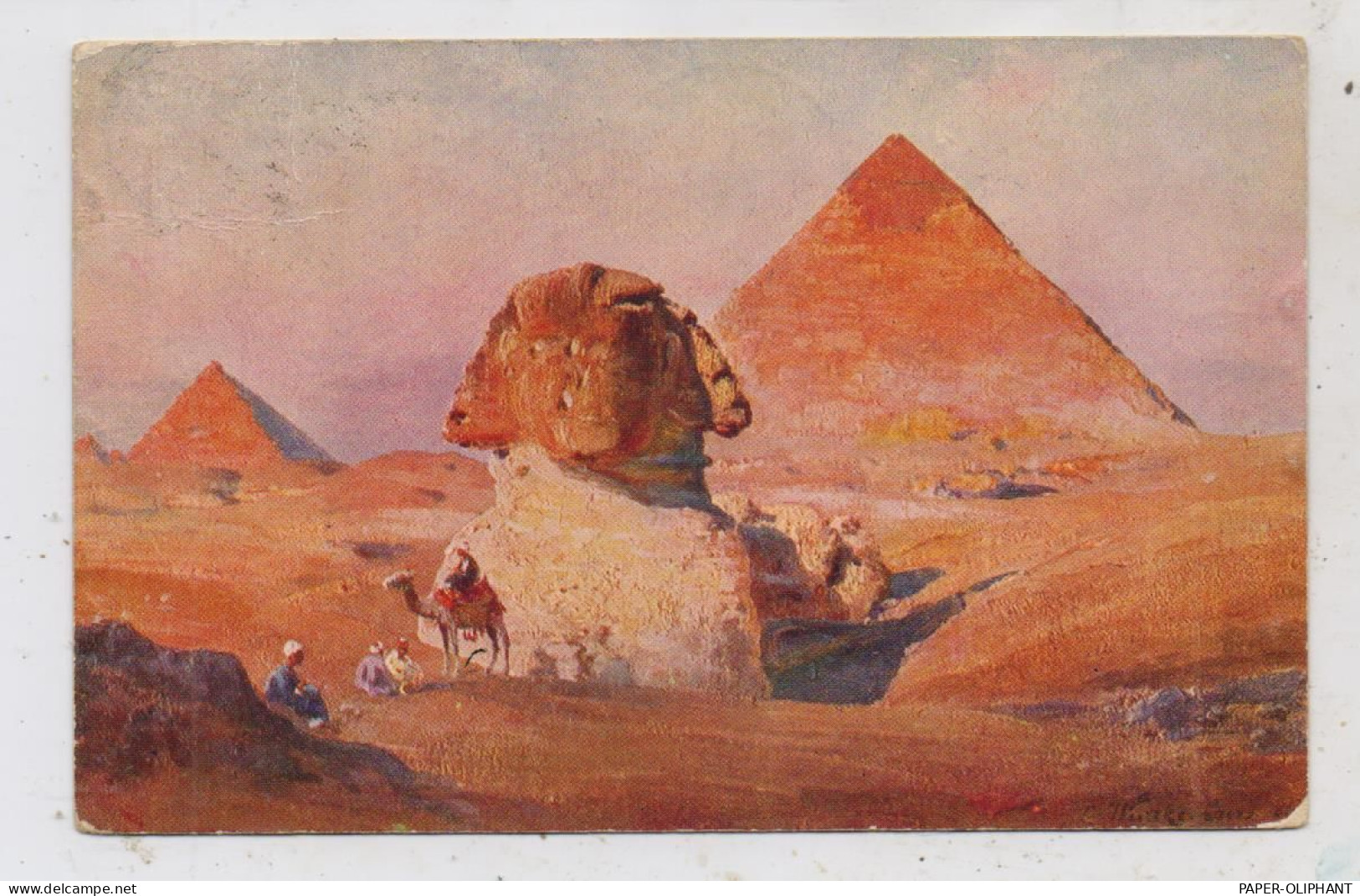 EGYPT - SPHINX, Künstler-Karte, 1912, Cairo - Lugano - Roma - Sphynx