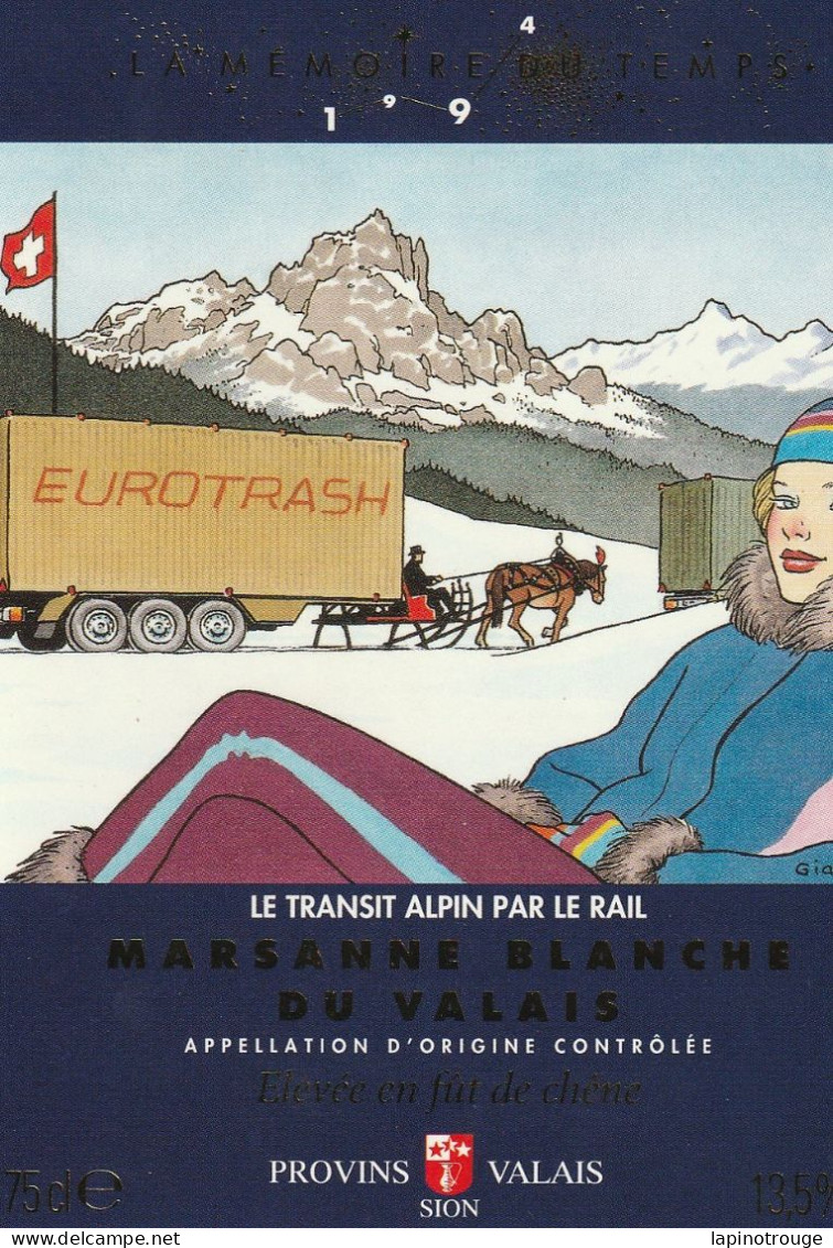 Etiquette Vin GIARDINO Vittorio La Mémoire Du Temps 1994 (Transit Alpin - El Arte De La Mesa