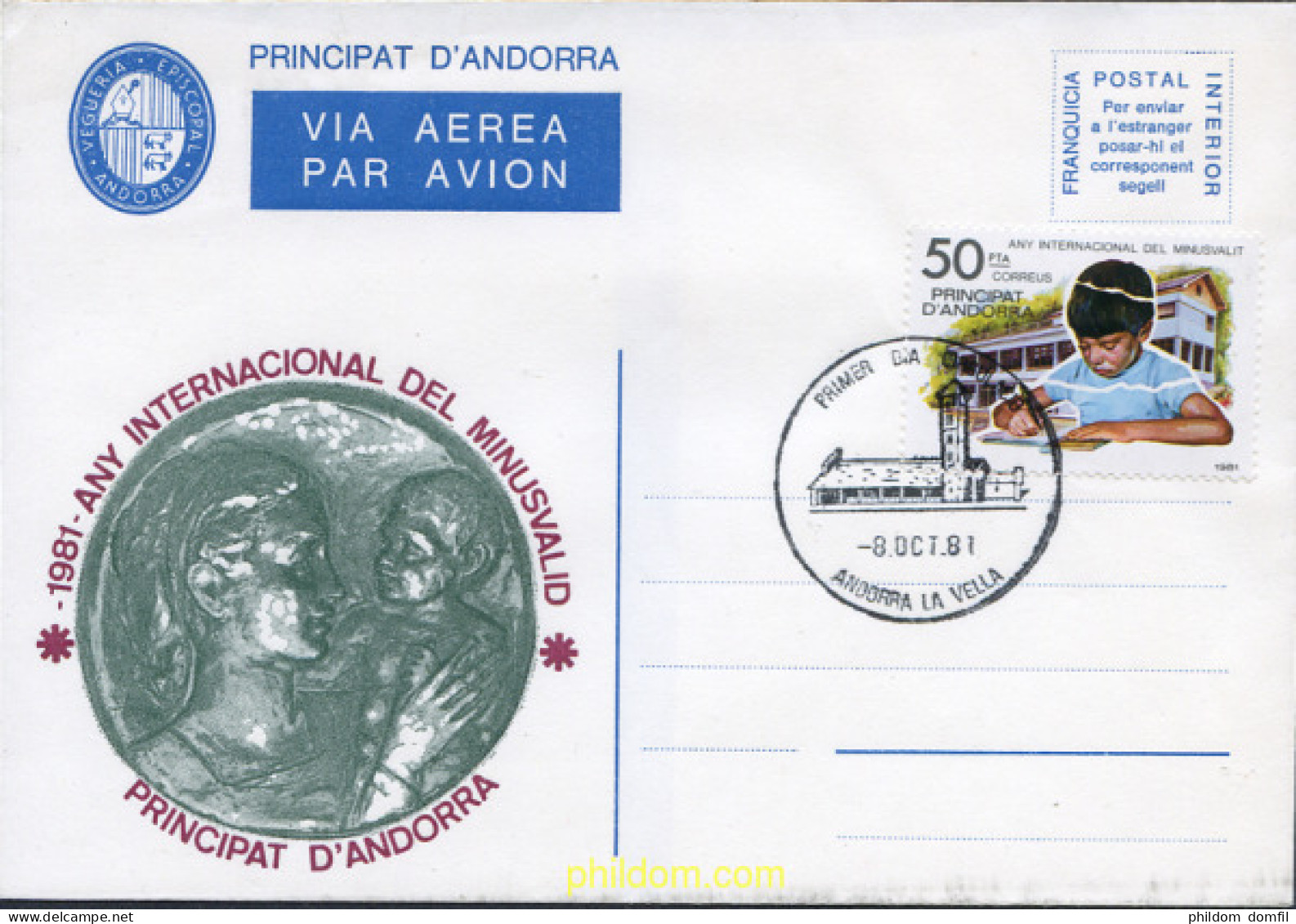 259918 USED ANDORRA. Vegueria 1981 AÑO INTERNACIONAÑ DEL MINUSVALIDO - Viguerie Episcopale